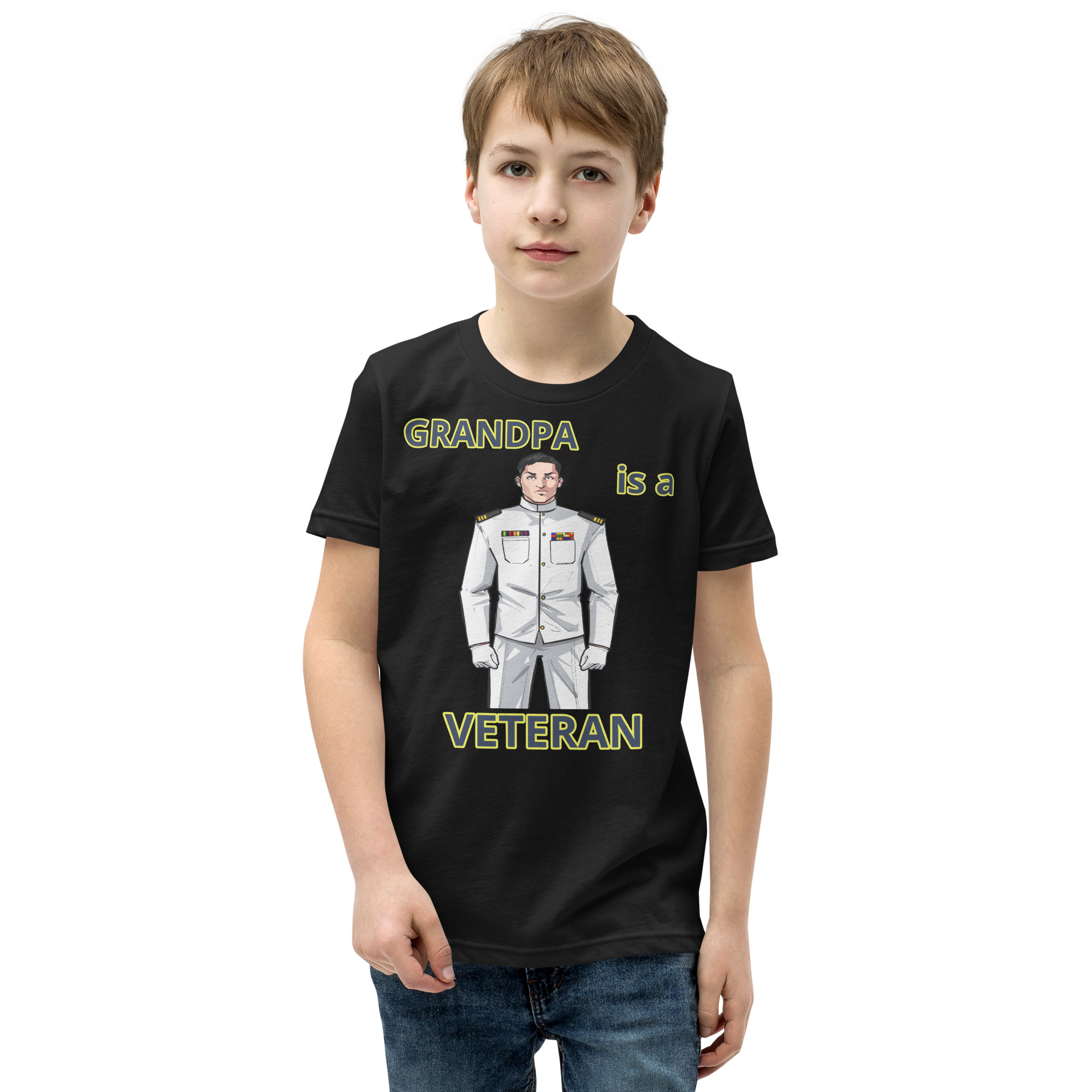 GRANDPA IS A VETERAN TOO FIFE Youth Short Sleeve T-Shirt