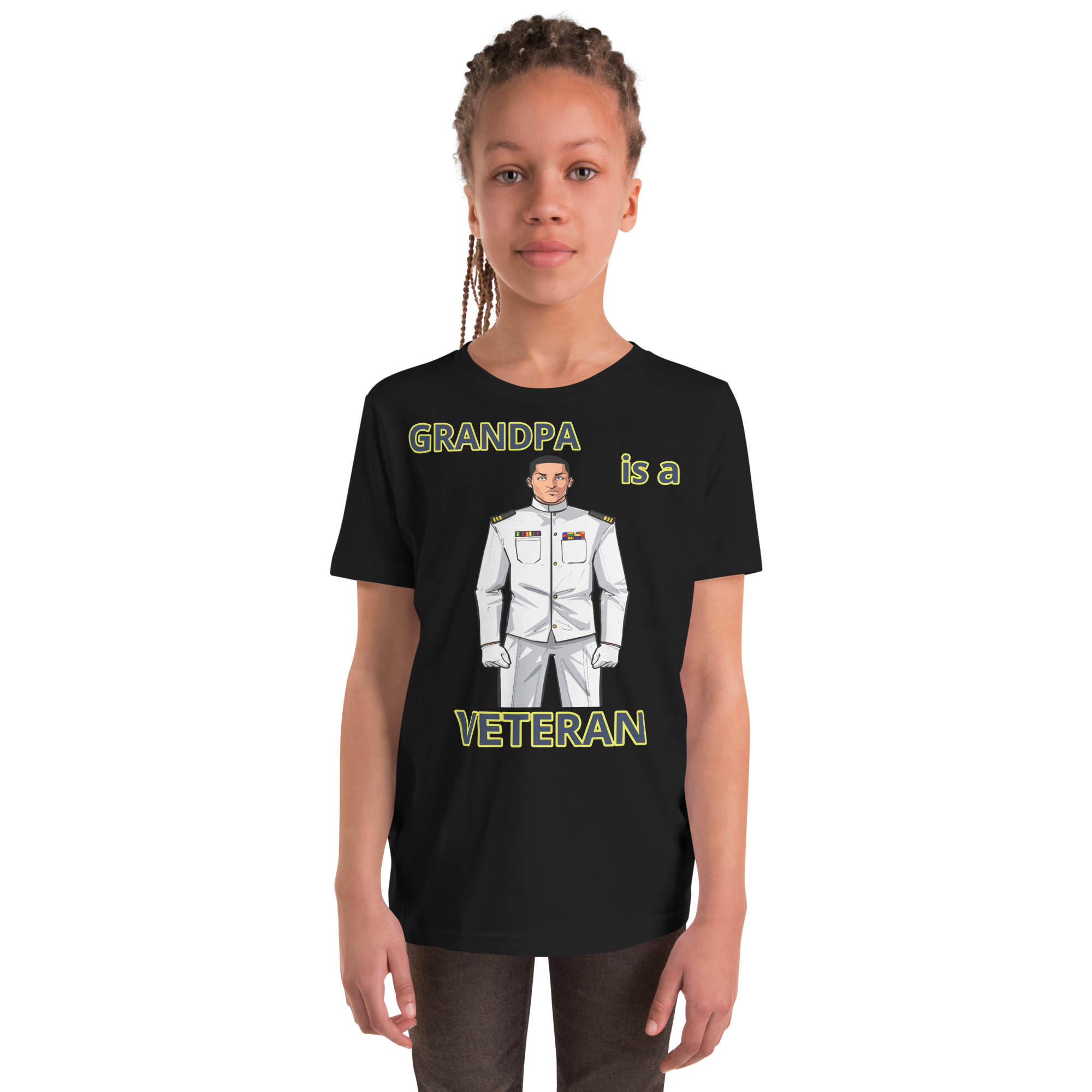 GRANDPA IS A VETERAN TOO FIFE Youth Short Sleeve T-Shirt