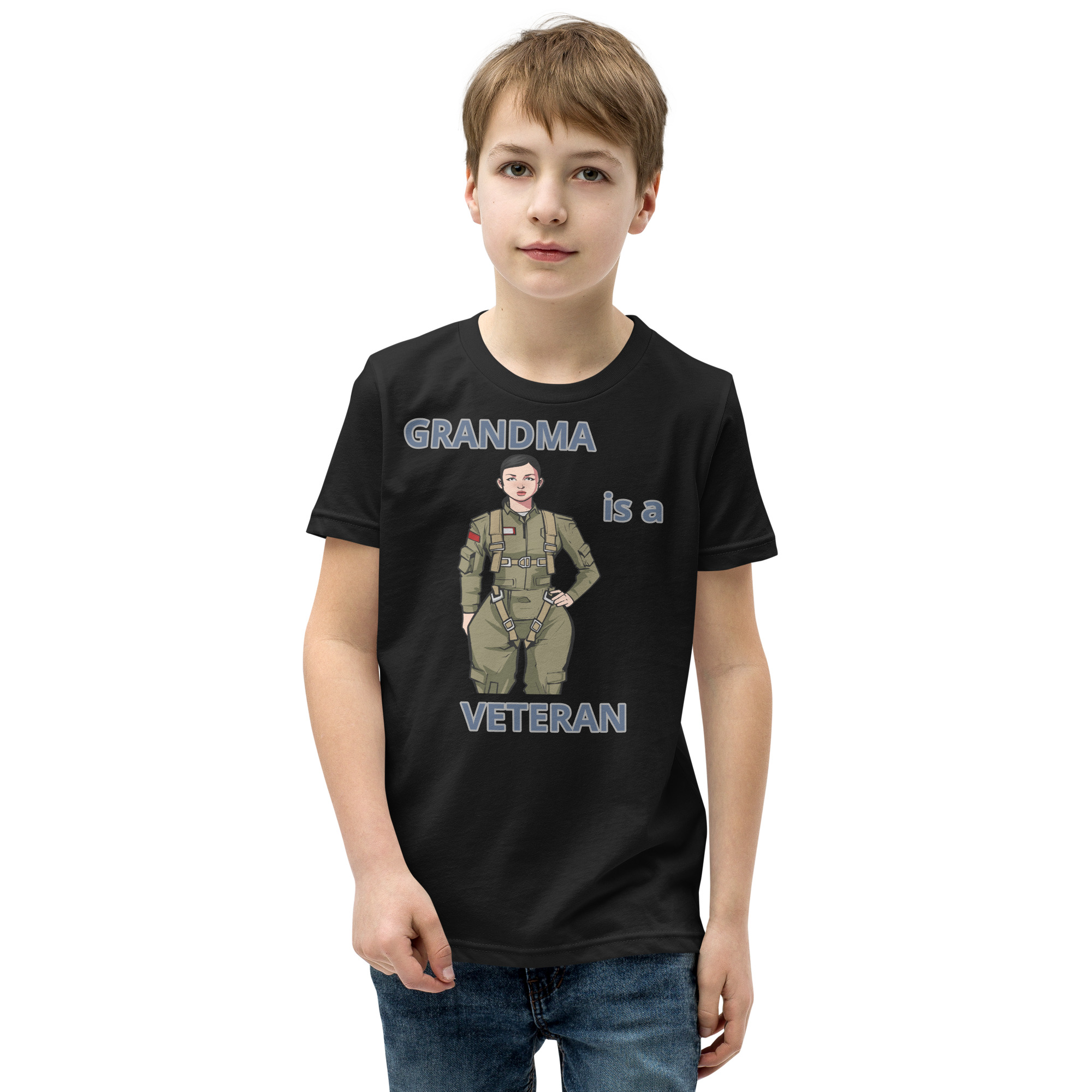 GRANDMA IS A VETERAN TOO FIFE Youth Short Sleeve T-Shirt