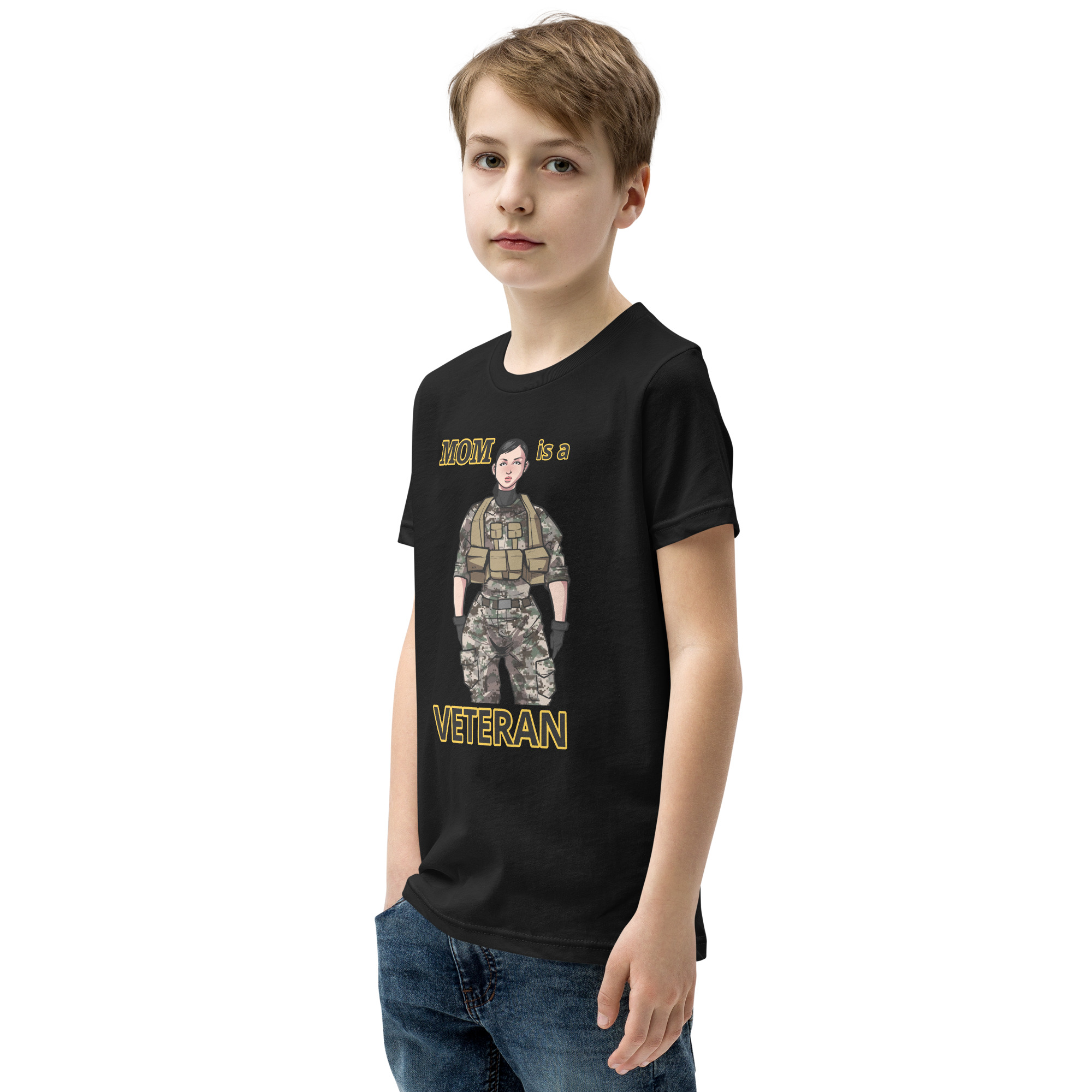 MOM IS A VETERAN TOO FIFE Youth Short Sleeve T-Shirt - Image 3