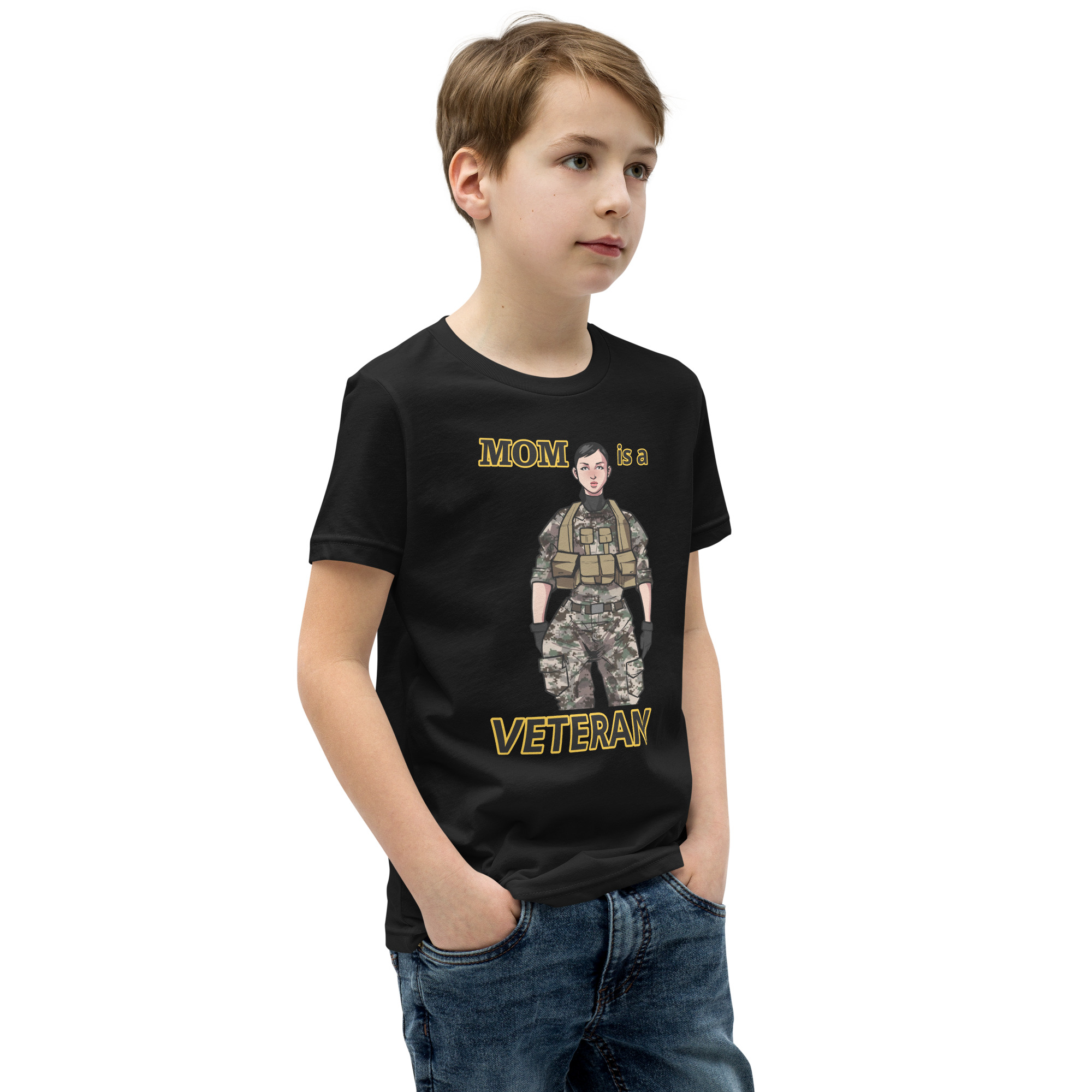 MOM IS A VETERAN TOO FIFE Youth Short Sleeve T-Shirt - Image 2