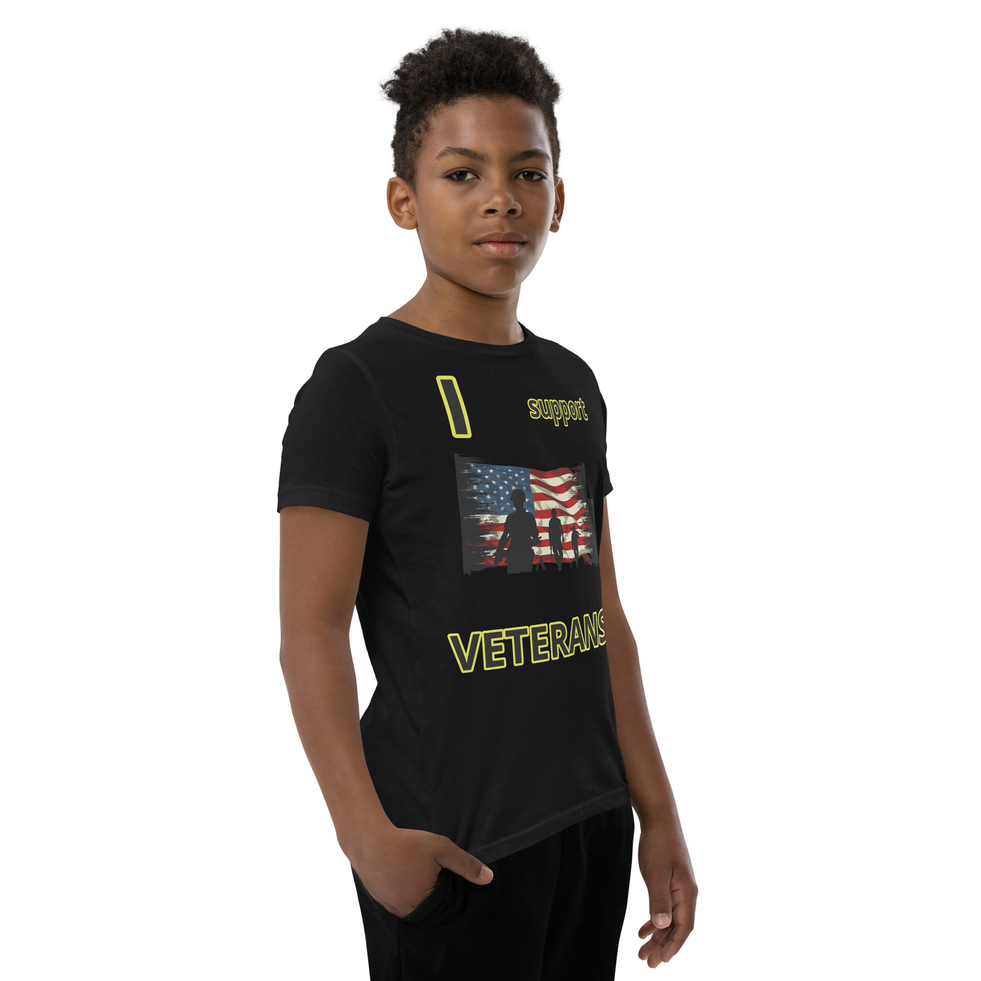 I SUPPORT VETERANS TOO FIFE Youth Short Sleeve T-Shirt - Image 3