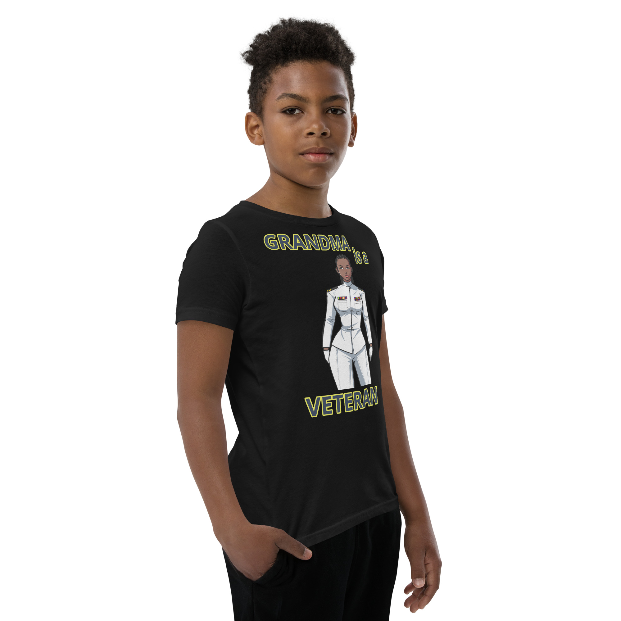 GRANDMA IS A VETERAN TOO FIFE Youth Short Sleeve T-Shirt - Image 3