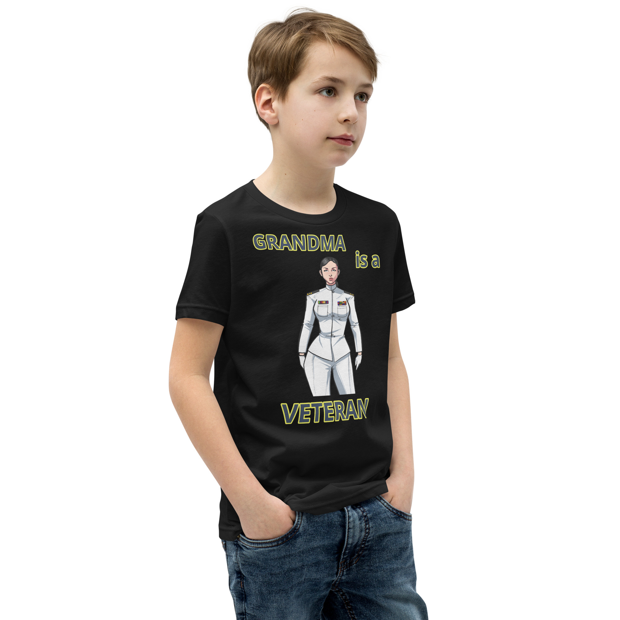 GRANDMA IS A VETERAN TOO FIFE Youth Short Sleeve T-Shirt - Image 2