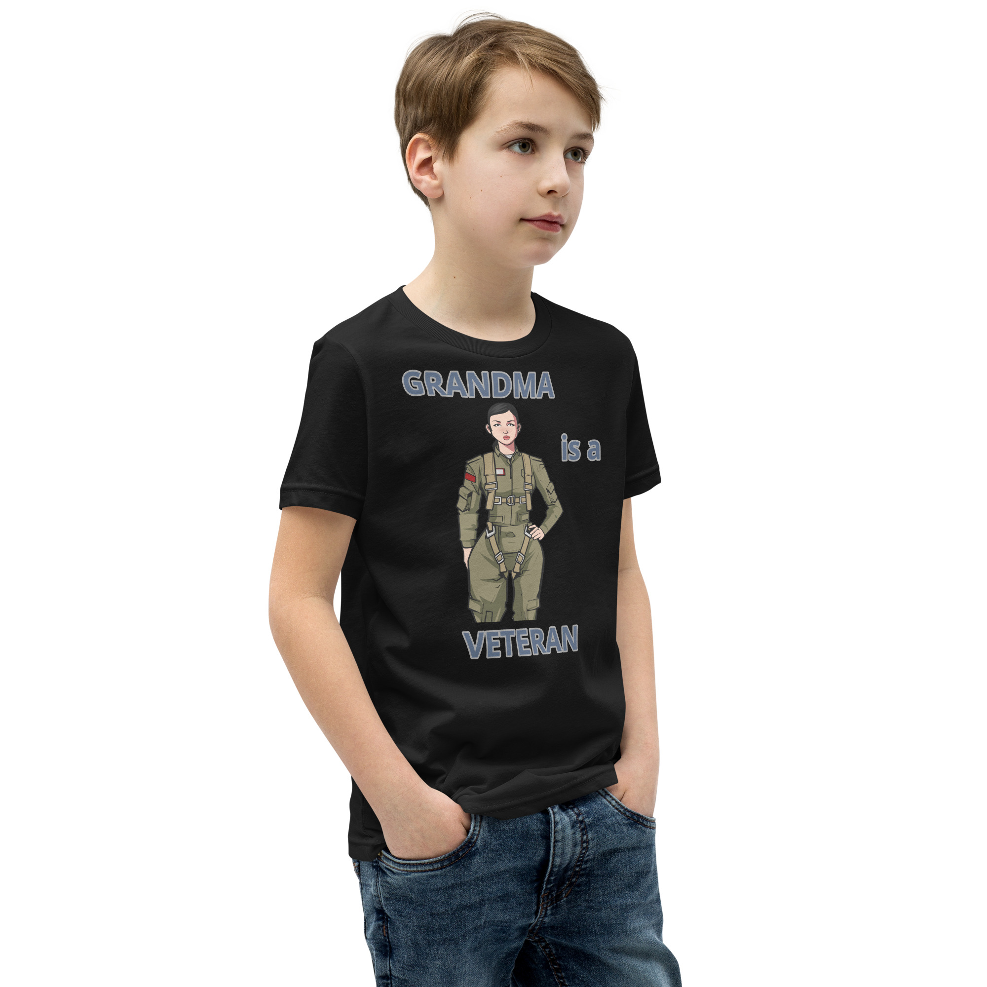 GRANDMA IS A VETERAN TOO FIFE Youth Short Sleeve T-Shirt - Image 2