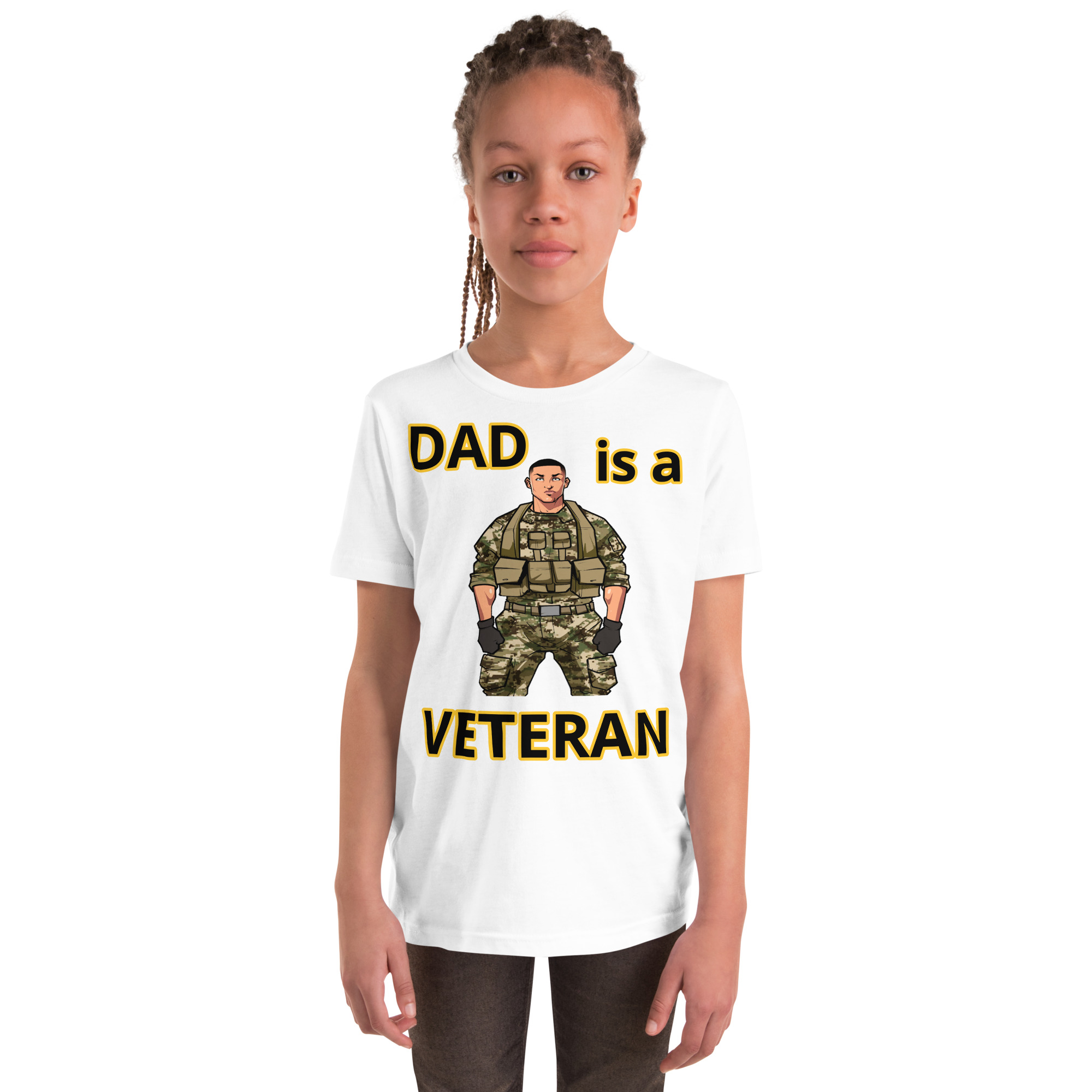 DAD IS A VETERAN TOO FIFE Youth Short Sleeve T-Shirt - Image 5