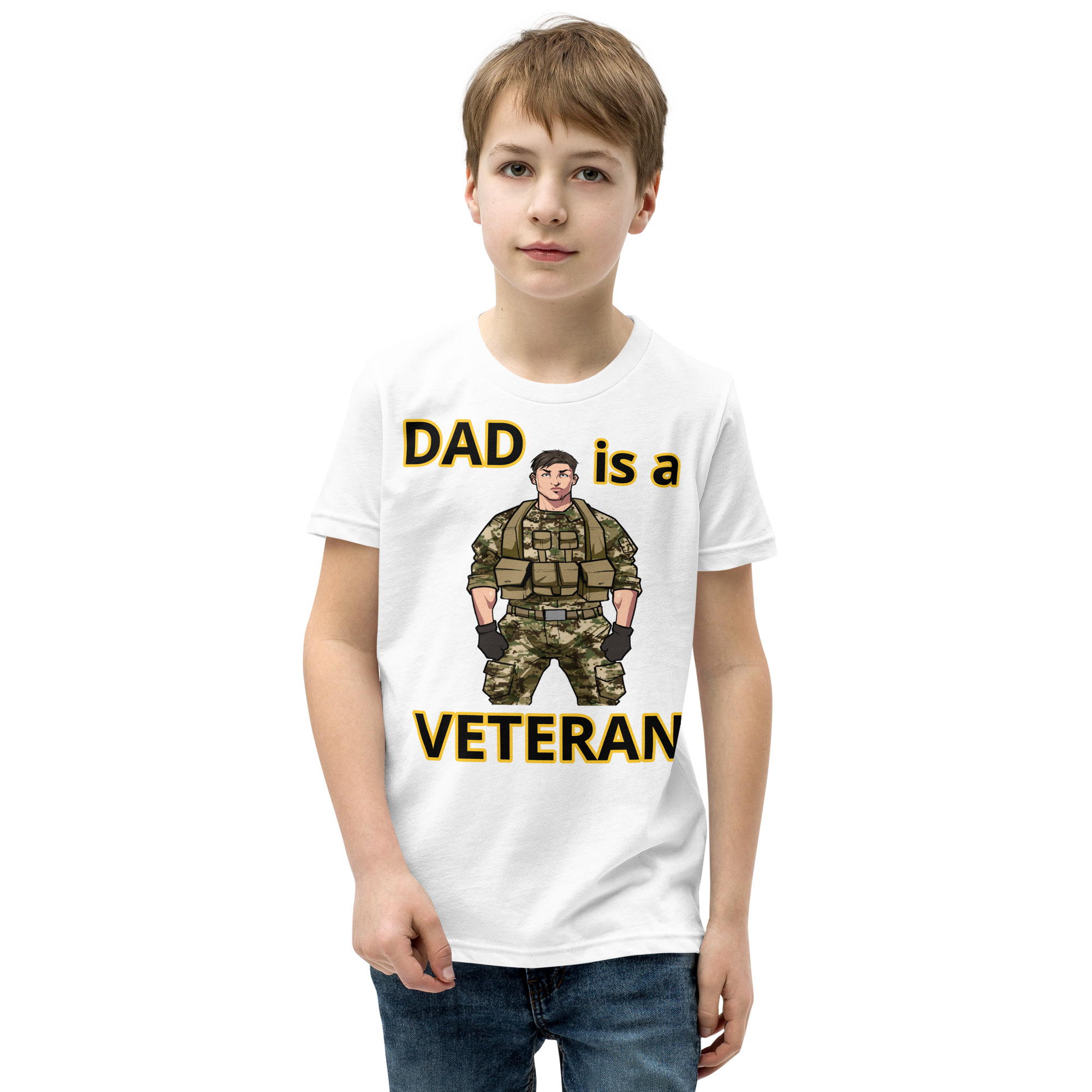 DAD IS A VETERAN TOO FIFE Youth Short Sleeve T-Shirt - Image 9