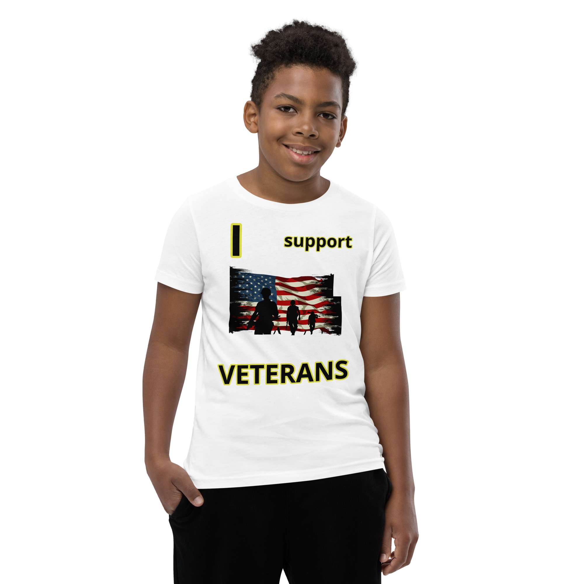 I SUPPORT VETERANS TOO FIFE Youth Short Sleeve T-Shirt - Image 9