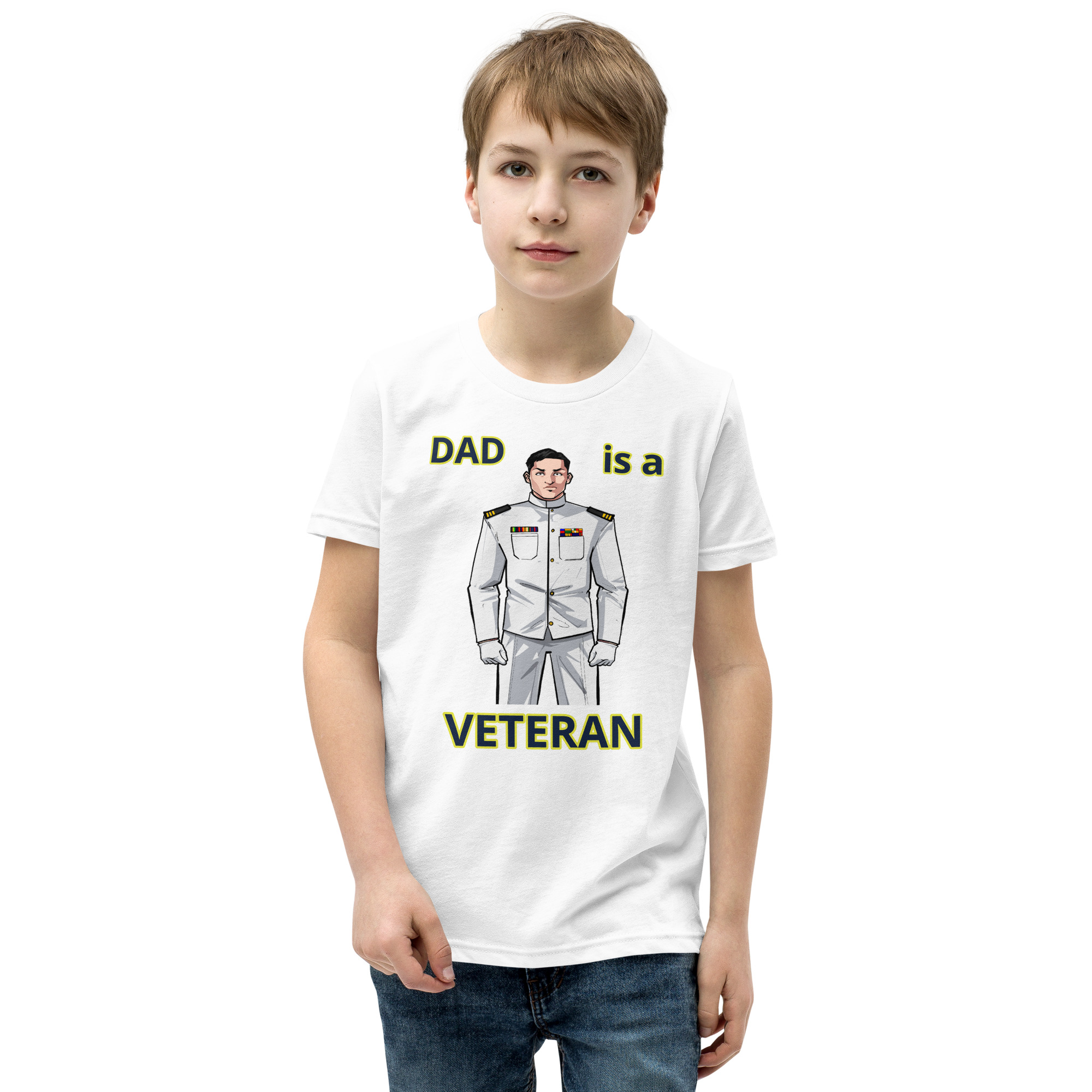 DAD IS A VETERAN TOO FIFE Youth Short Sleeve T-Shirt - Image 9