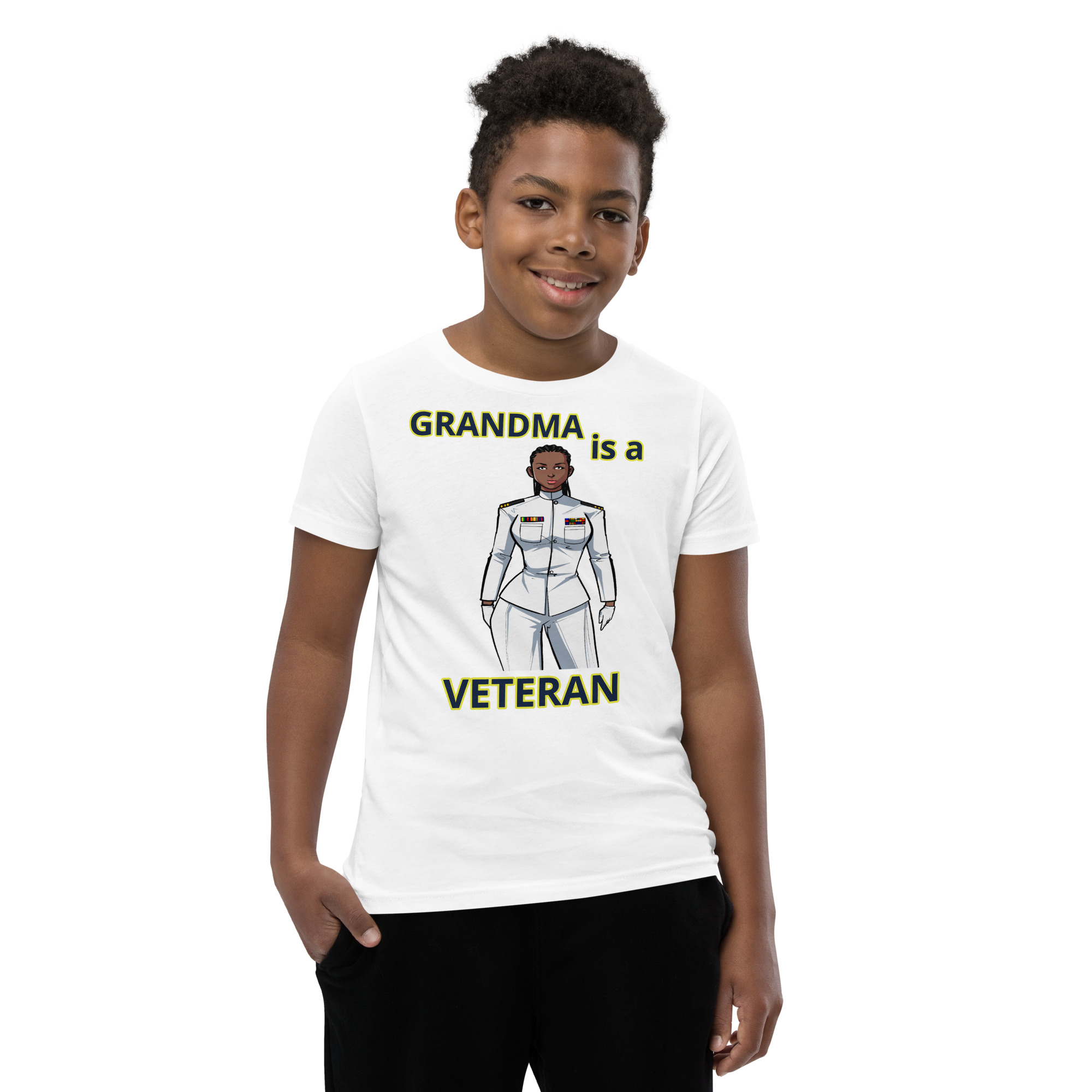 GRANDMA IS A VETERAN TOO FIFE Youth Short Sleeve T-Shirt - Image 9