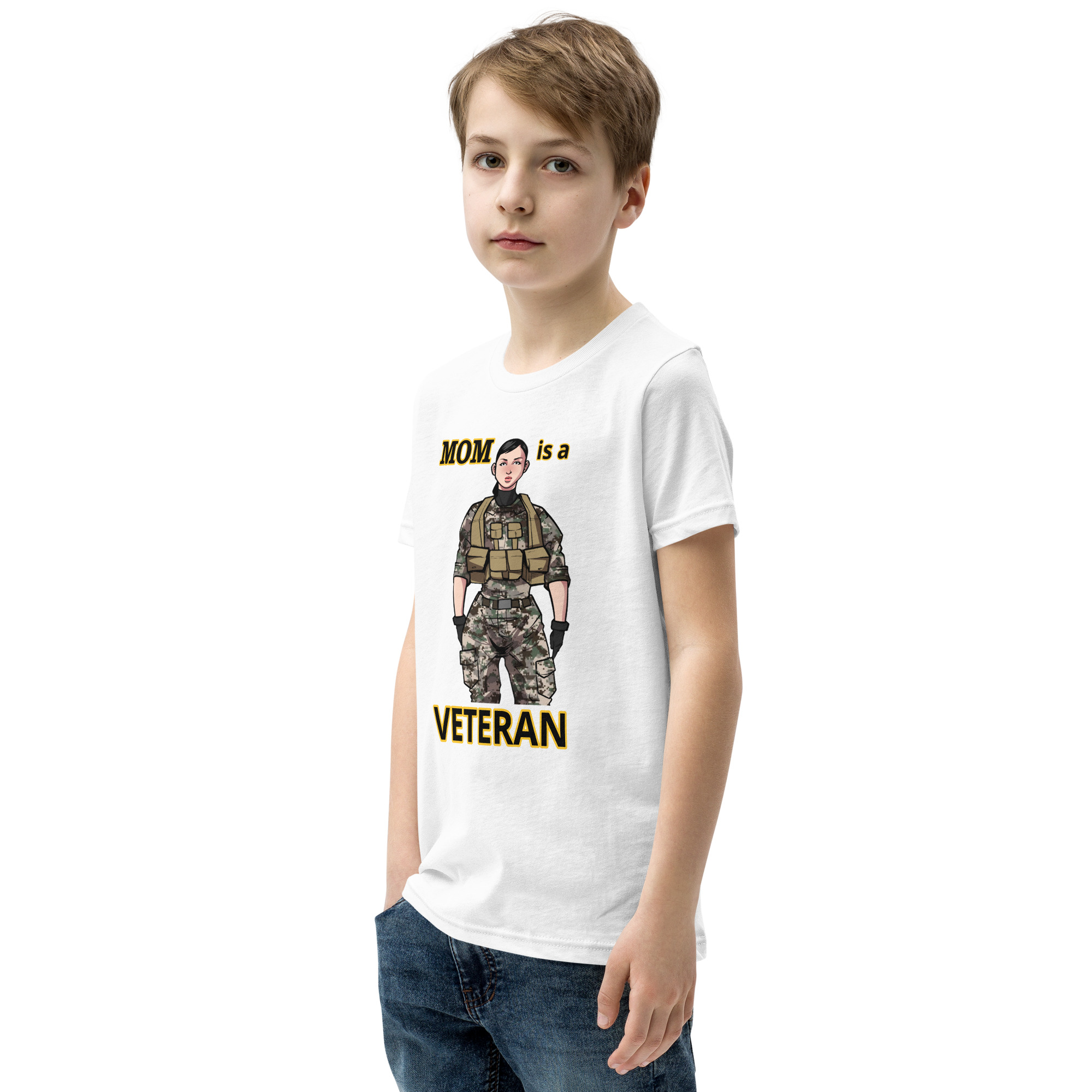 MOM IS A VETERAN TOO FIFE Youth Short Sleeve T-Shirt - Image 11