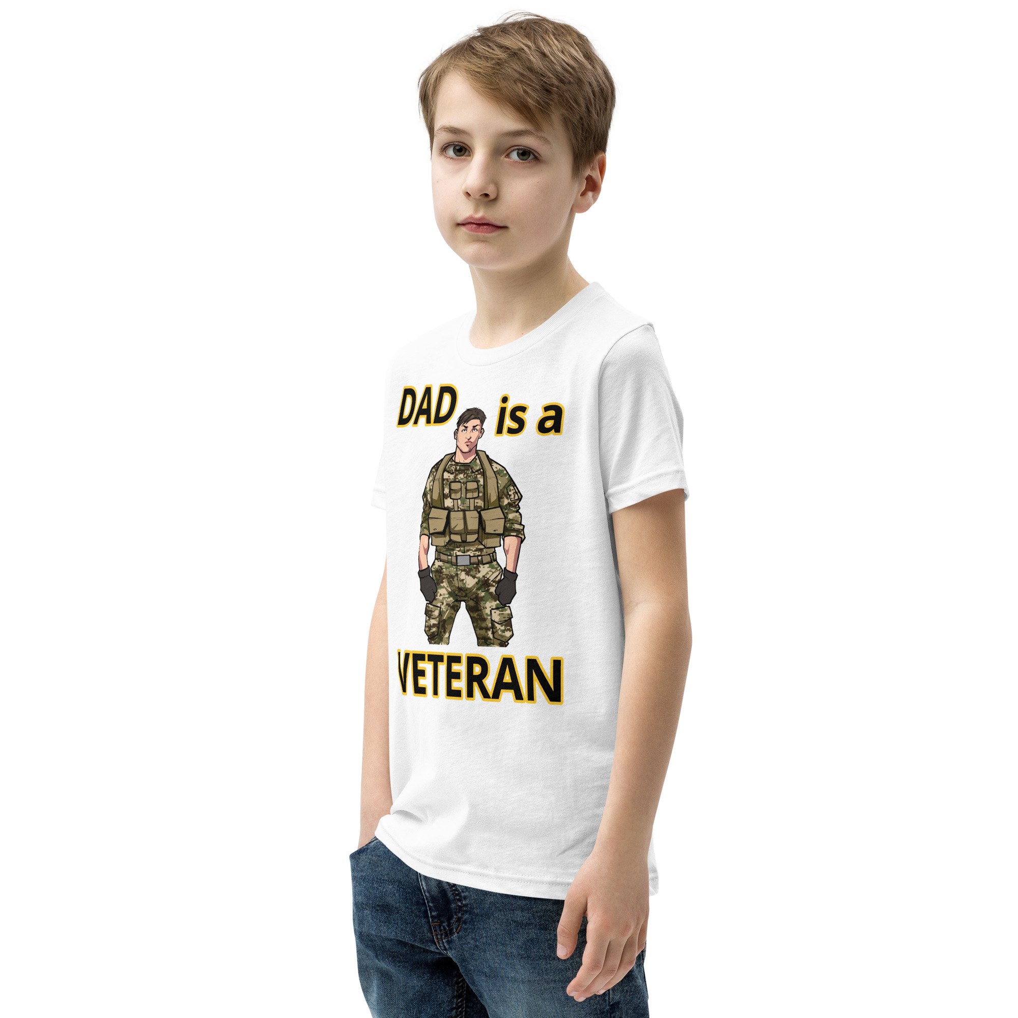 DAD IS A VETERAN TOO FIFE Youth Short Sleeve T-Shirt - Image 11