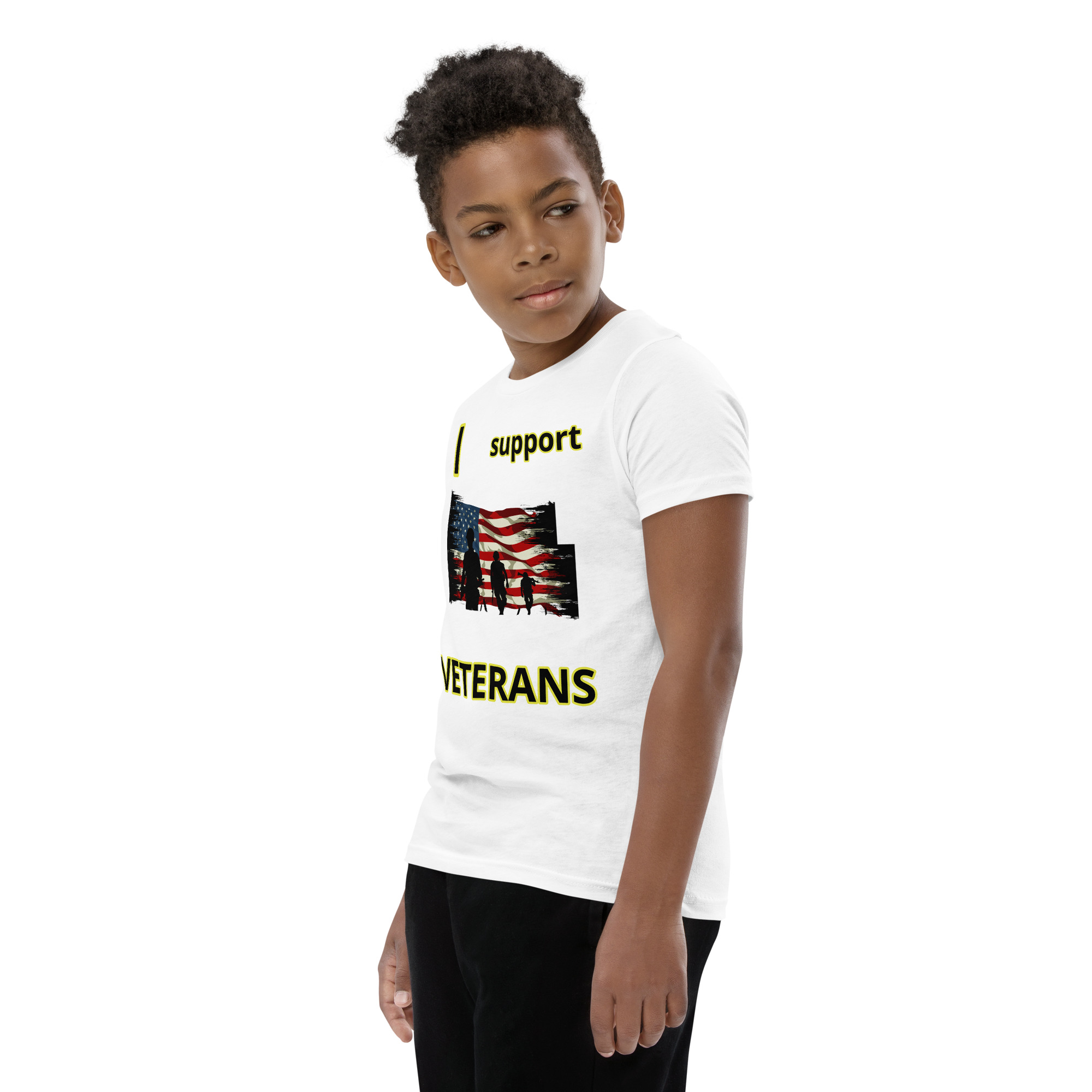 I SUPPORT VETERANS TOO FIFE Youth Short Sleeve T-Shirt - Image 10