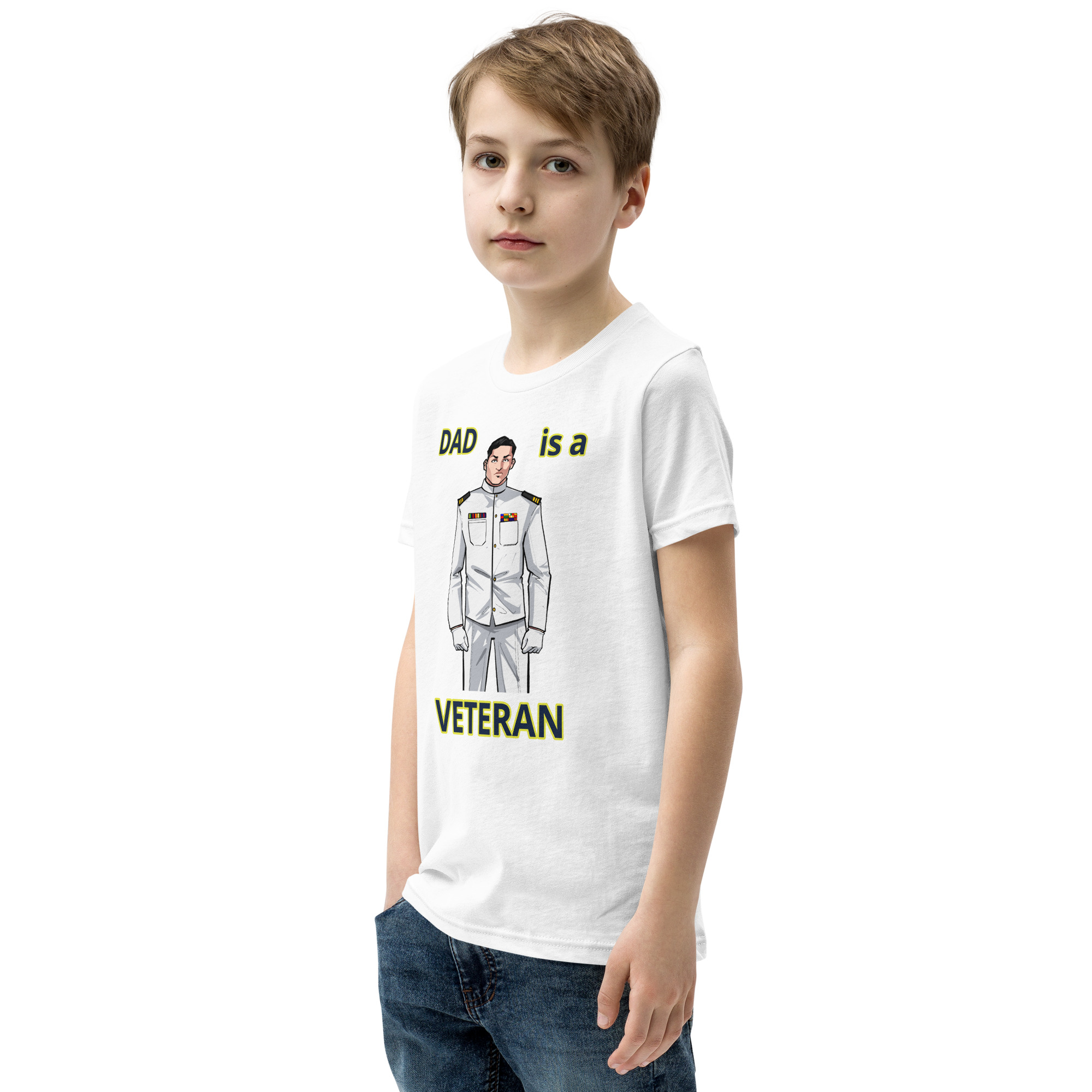 DAD IS A VETERAN TOO FIFE Youth Short Sleeve T-Shirt - Image 11