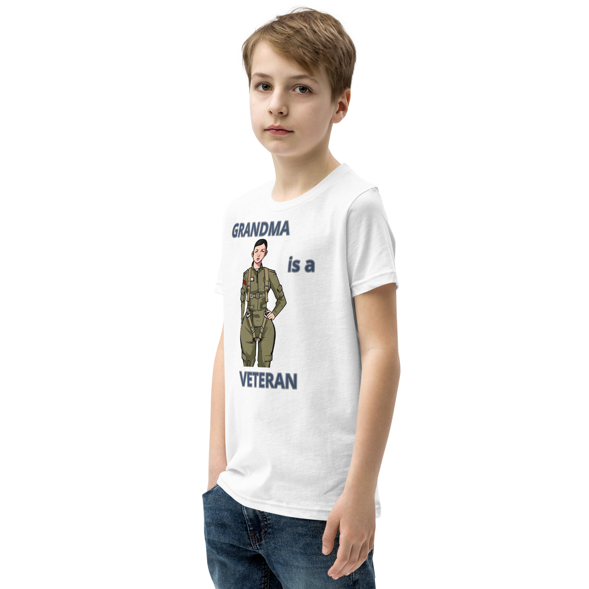 GRANDMA IS A VETERAN TOO FIFE Youth Short Sleeve T-Shirt - Image 11