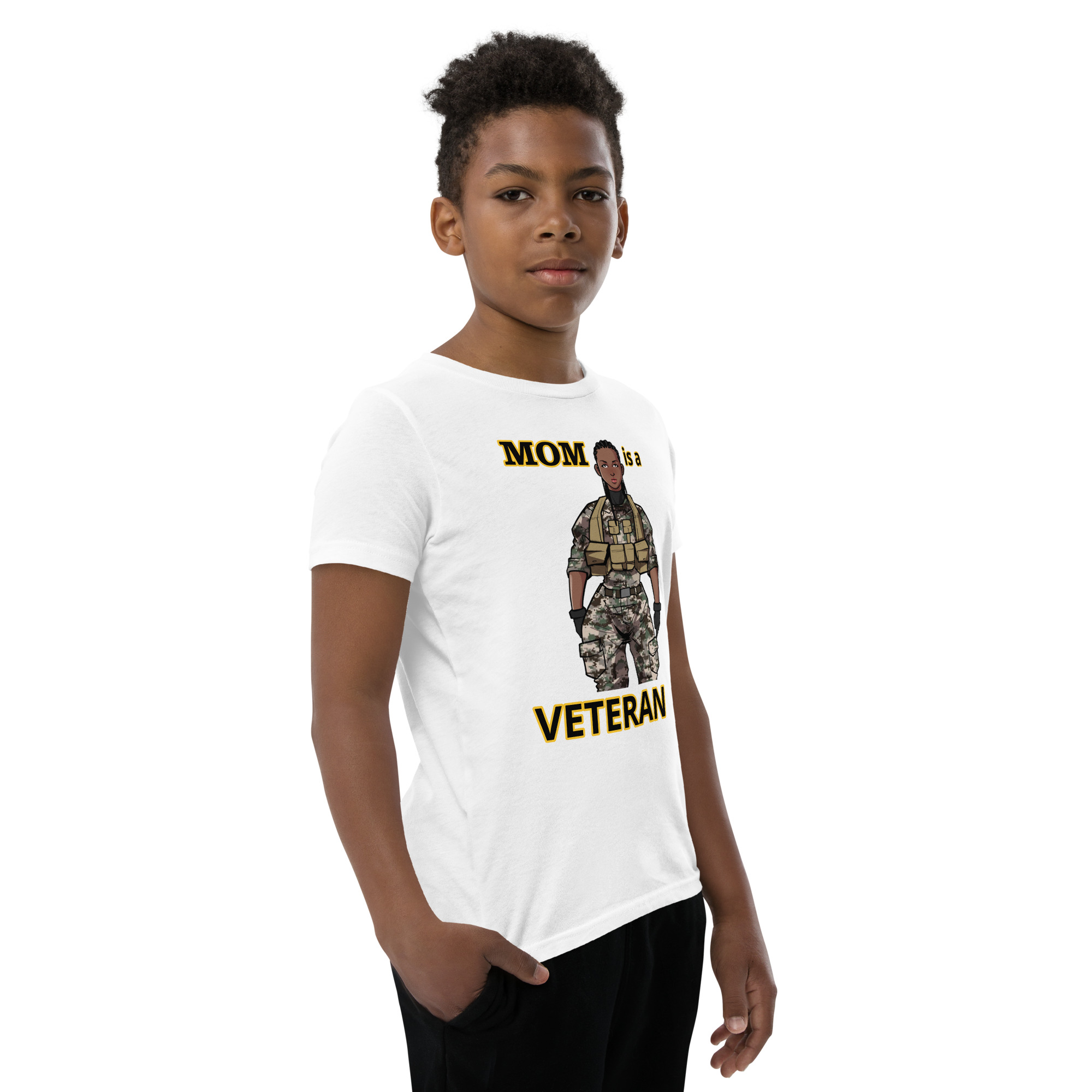 MOM IS A VETERAN TOO FIFE Youth Short Sleeve T-Shirt - Image 11