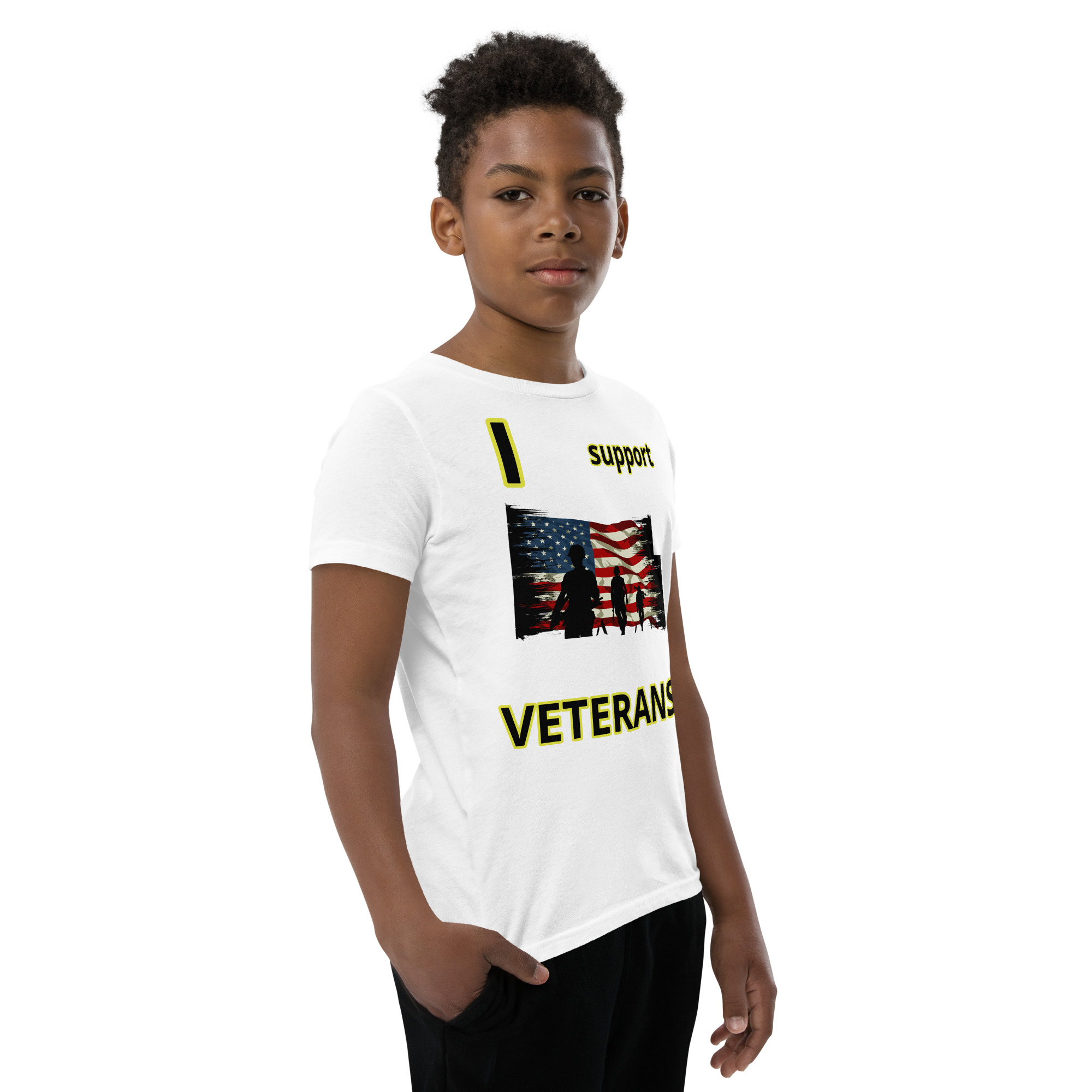 I SUPPORT VETERANS TOO FIFE Youth Short Sleeve T-Shirt - Image 11