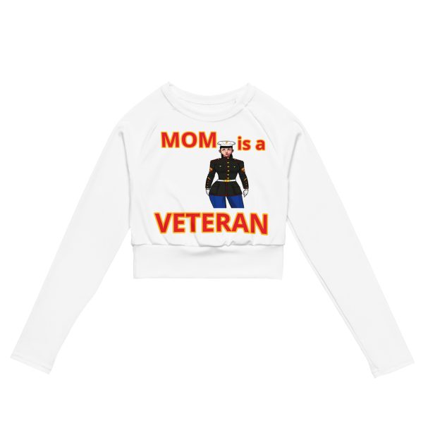 MOM IS A VETERAN TOO FIFE Recycled Long-Sleeve Crop Top