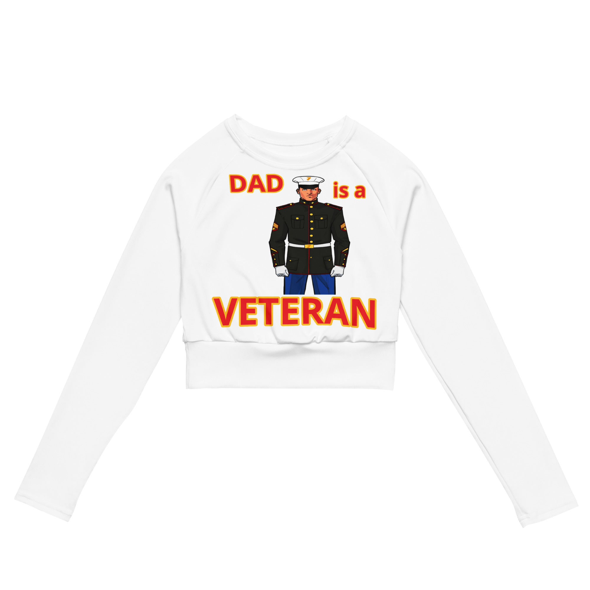 DAD IS A VETERAN TOO FIFE Recycled Long-Sleeve Crop Top