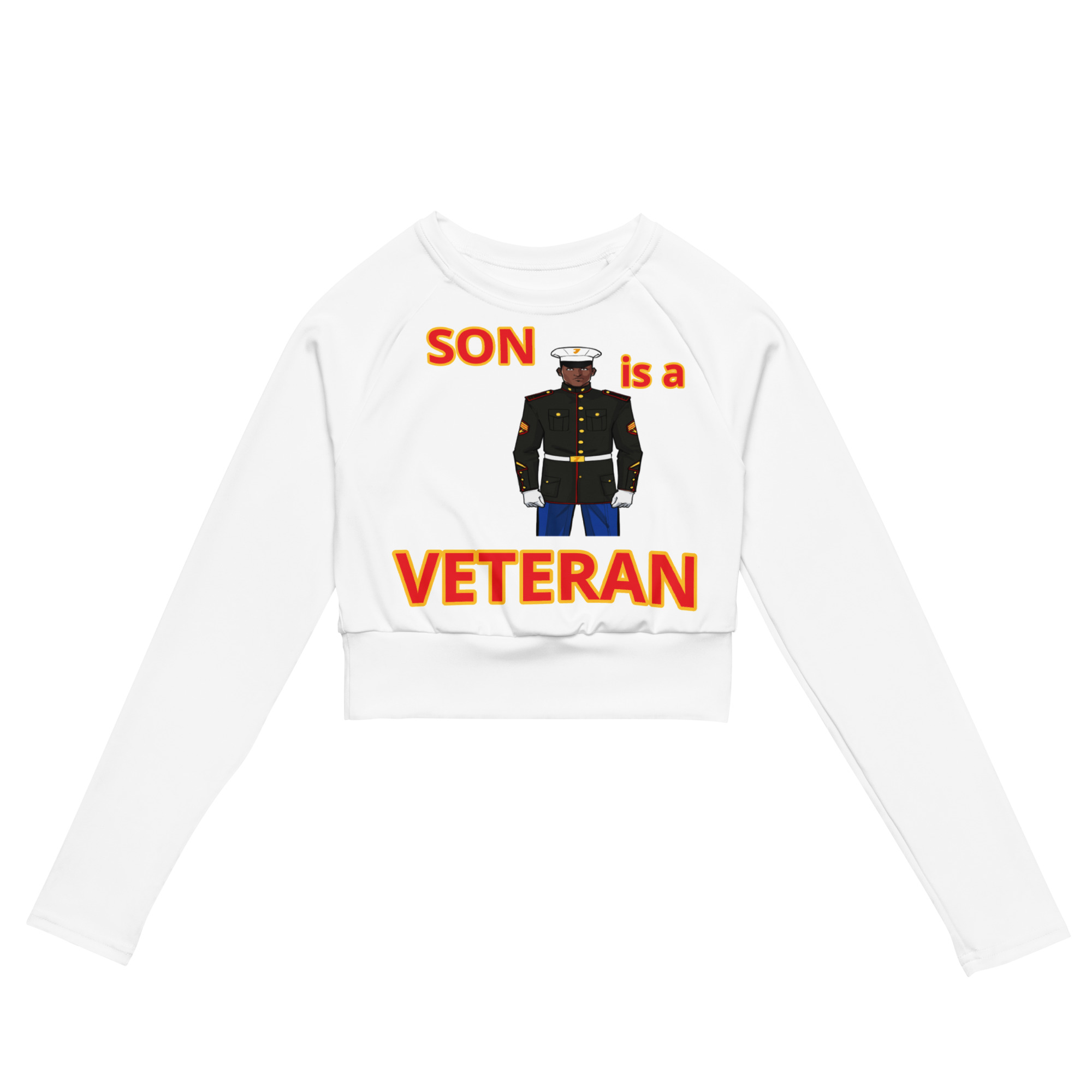 SON IS A VETERAN TOO FIFE Recycled Long-Sleeve Crop Top