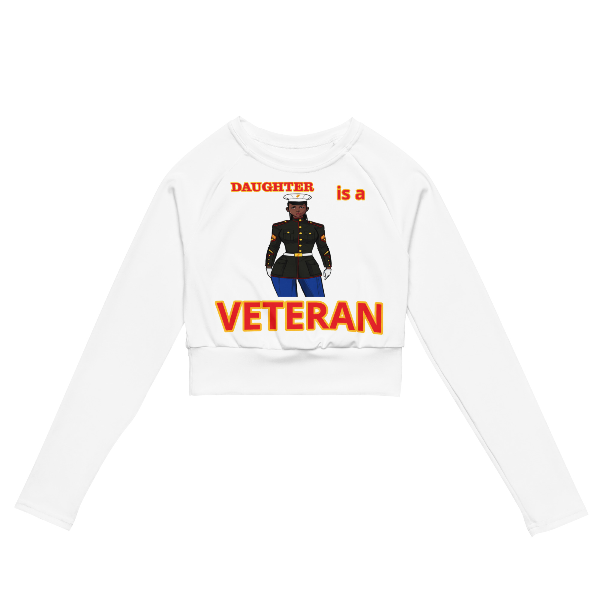 DAUGHTER IS A VETERAN TOO FIFE Recycled Long-Sleeve Crop Top