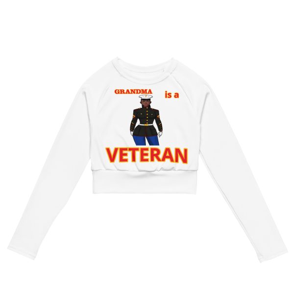 GRANDMA IS A VETERAN TOO FIFE Recycled Long-Sleeve Crop Top