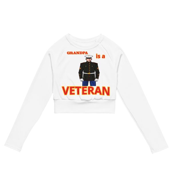 GRANDPA IS A VETERAN TOO FIFE Recycled Long-Sleeve Crop Top