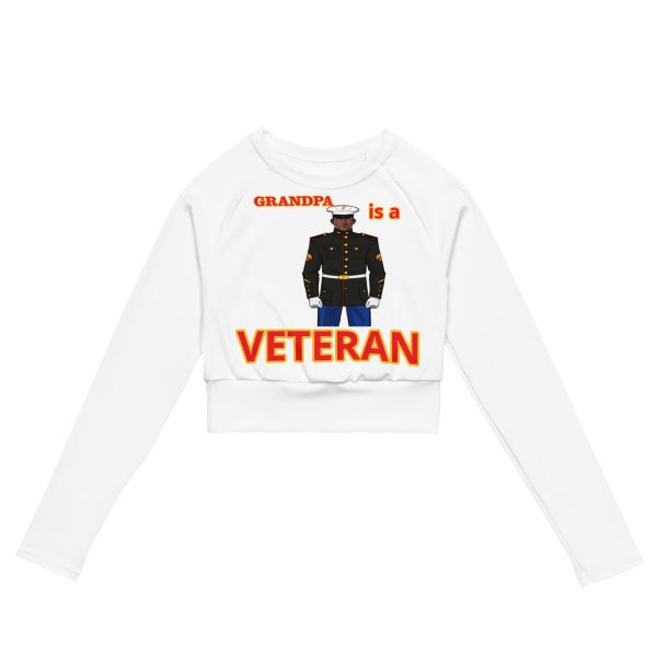 GRANDPA IS A VETERAN TOO FIFE Recycled Long-Sleeve Crop Top