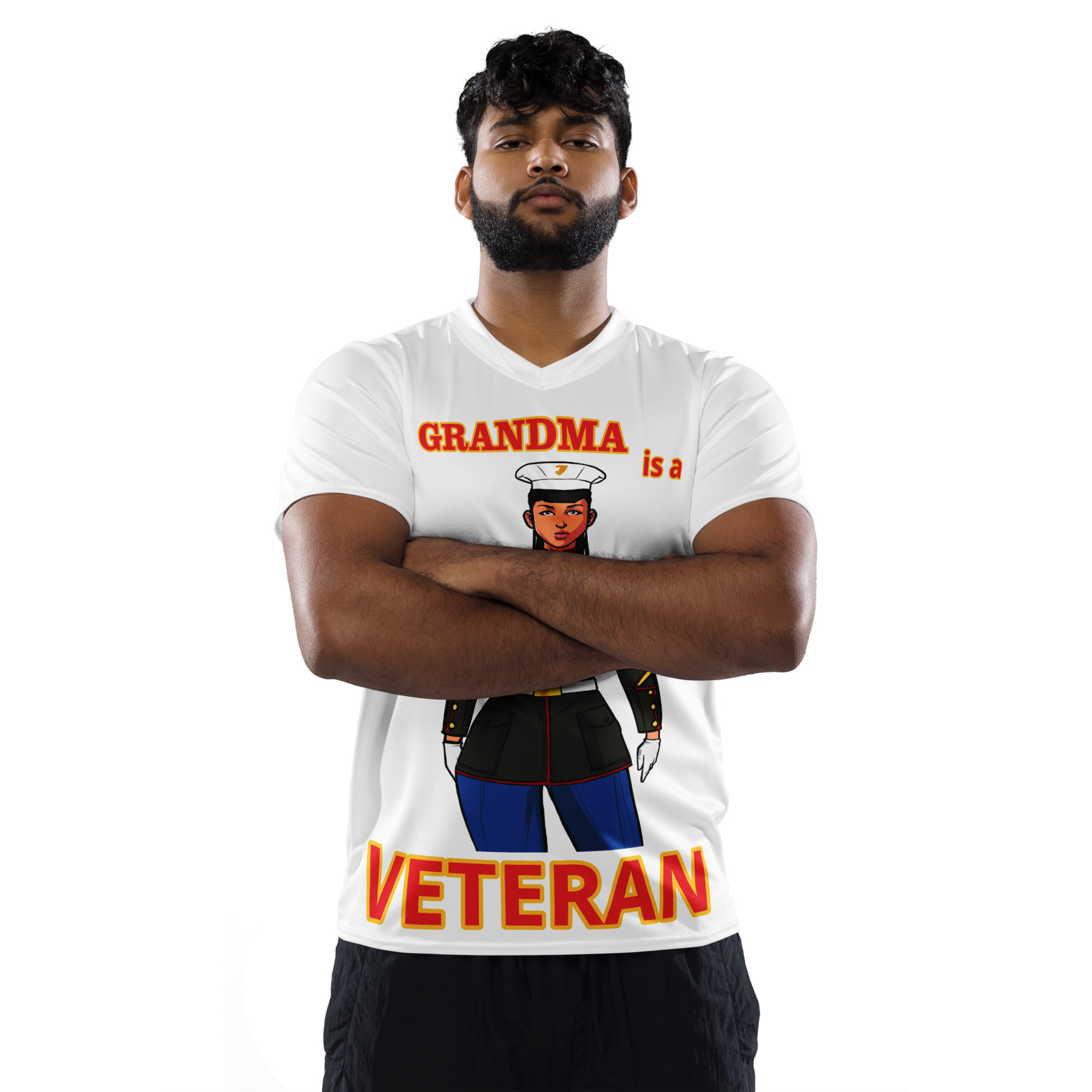 GRANDMA IS A VETERAN TOO FIFE Recycled Unisex Sports Jersey - Image 2