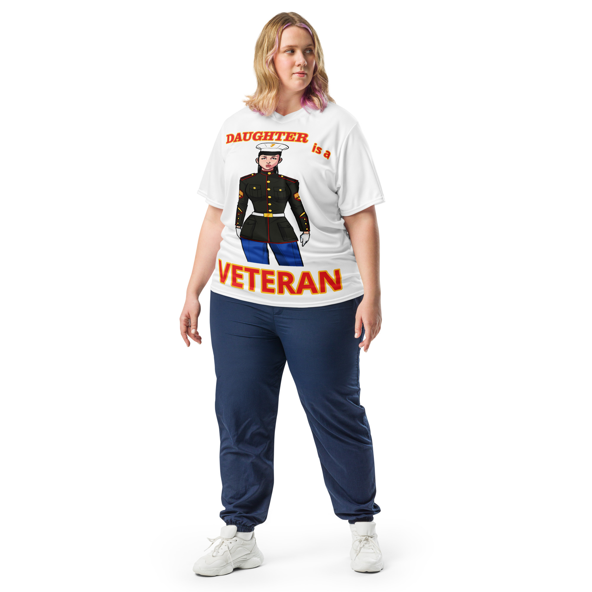 DAUGHTER IS A VETERAN TOO FIFE Recycled Unisex Sports Jersey