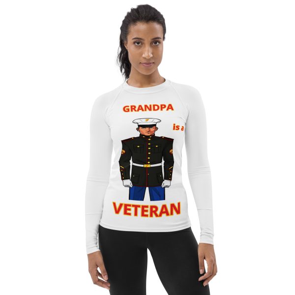 GRANDPA IS A VETERAN TOO FIFE Women's Rash Guard
