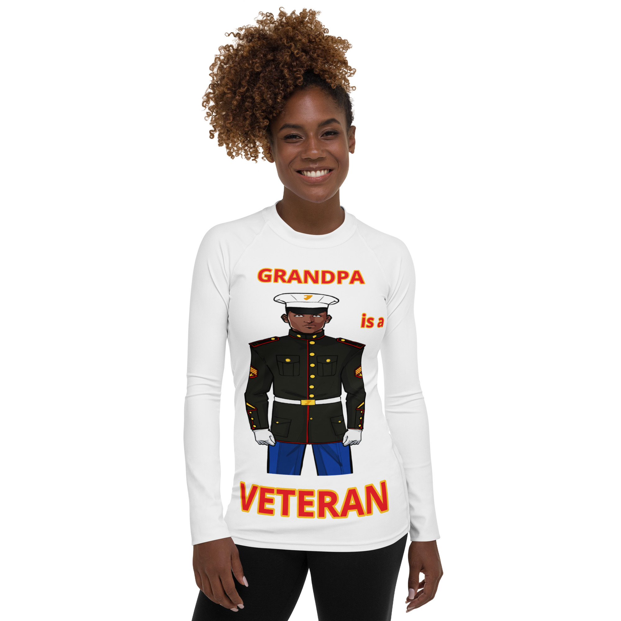 GRANDPA IS A VETERAN TOO FIFE Women's Rash Guard