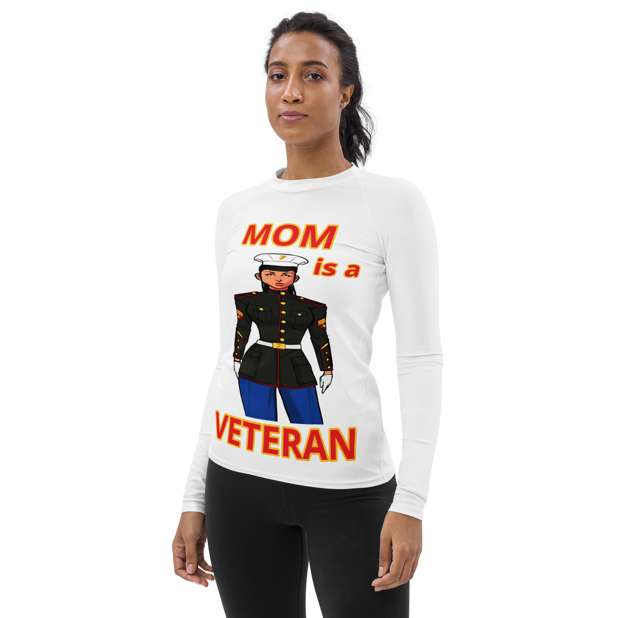MOM IS A VETERAN TOO FIFE Women's Rash Guard - Image 3