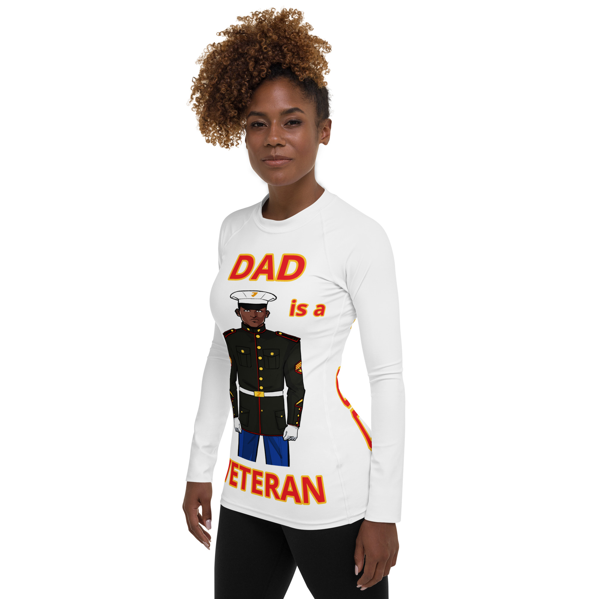 DAD IS A VETERAN TOO FIFE Women's Rash Guard - Image 3