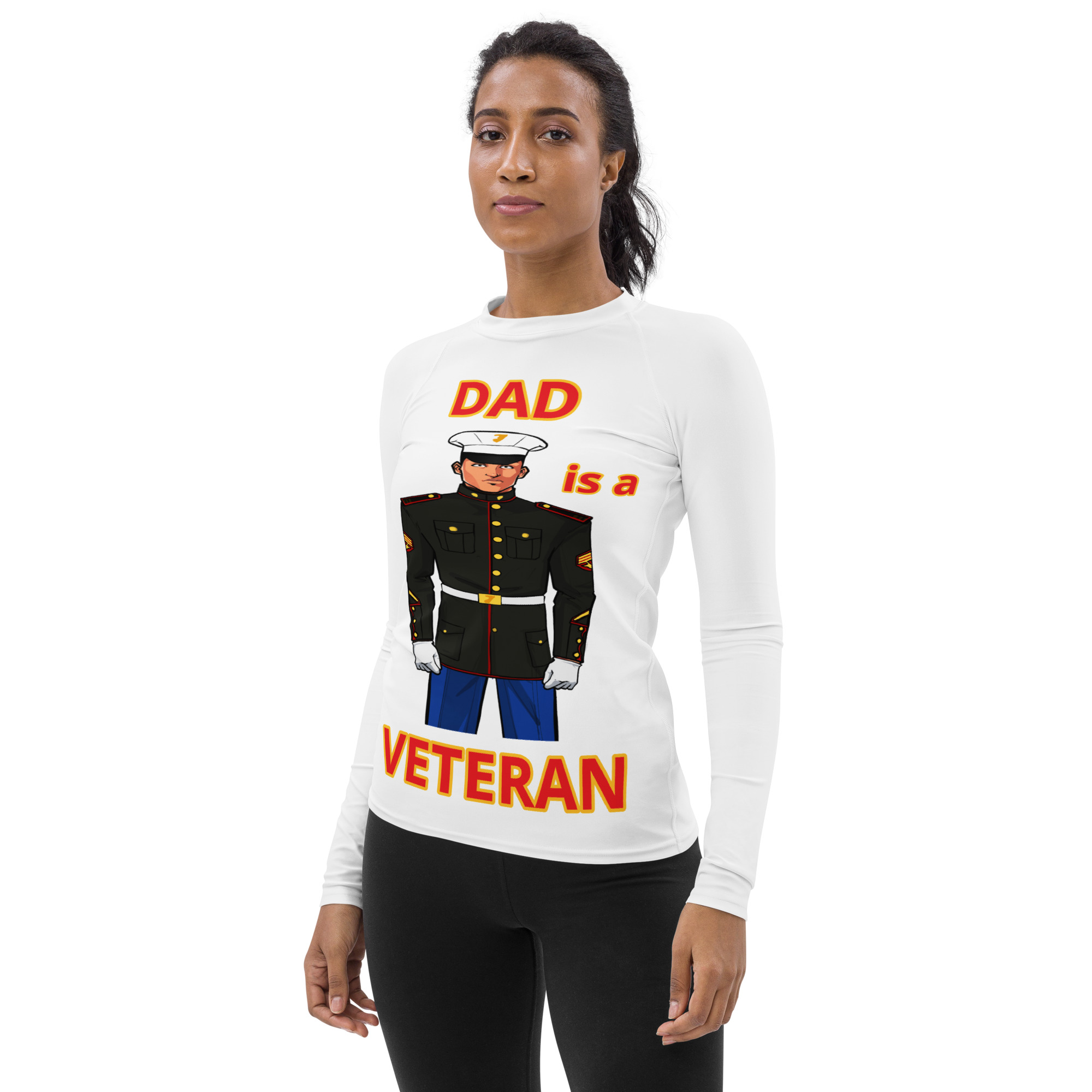DAD IS A VETERAN TOO FIFE Women's Rash Guard - Image 3