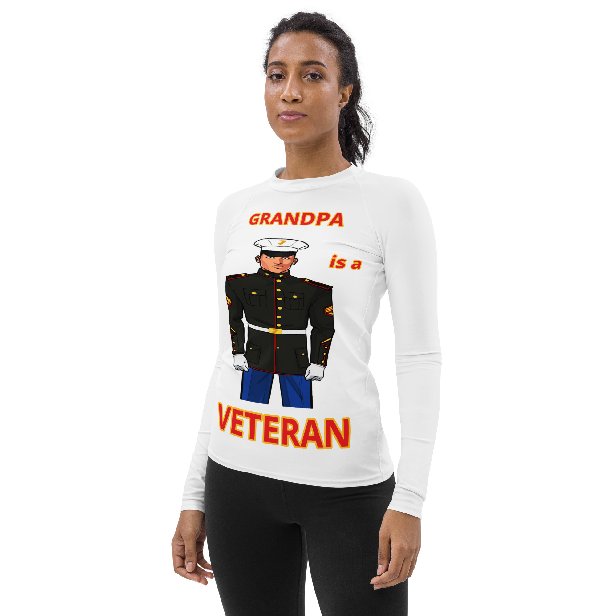 GRANDPA IS A VETERAN TOO FIFE Women's Rash Guard - Image 3