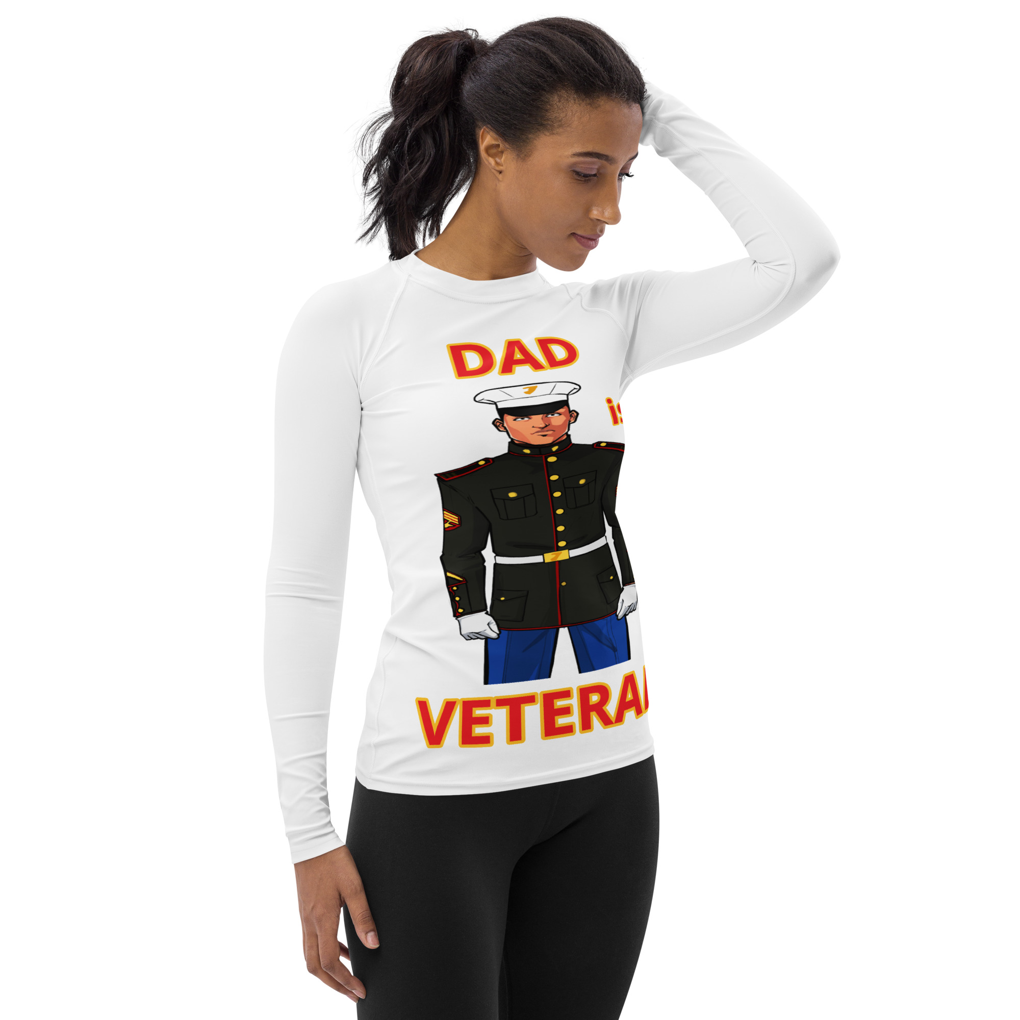 DAD IS A VETERAN TOO FIFE Women's Rash Guard - Image 4