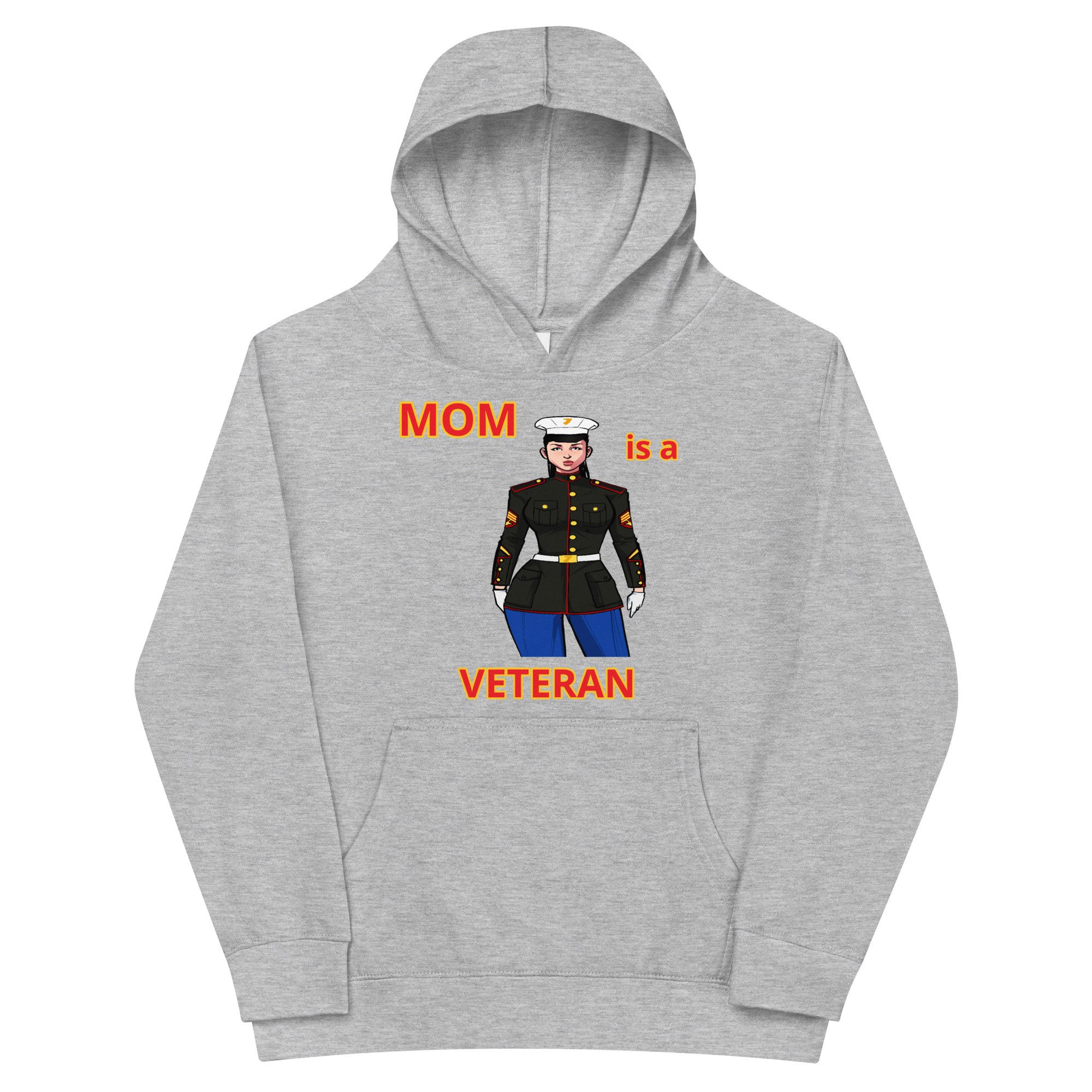 MOM IS A VETERAN TOO FIFE Kids Fleece Hoodie - Image 3