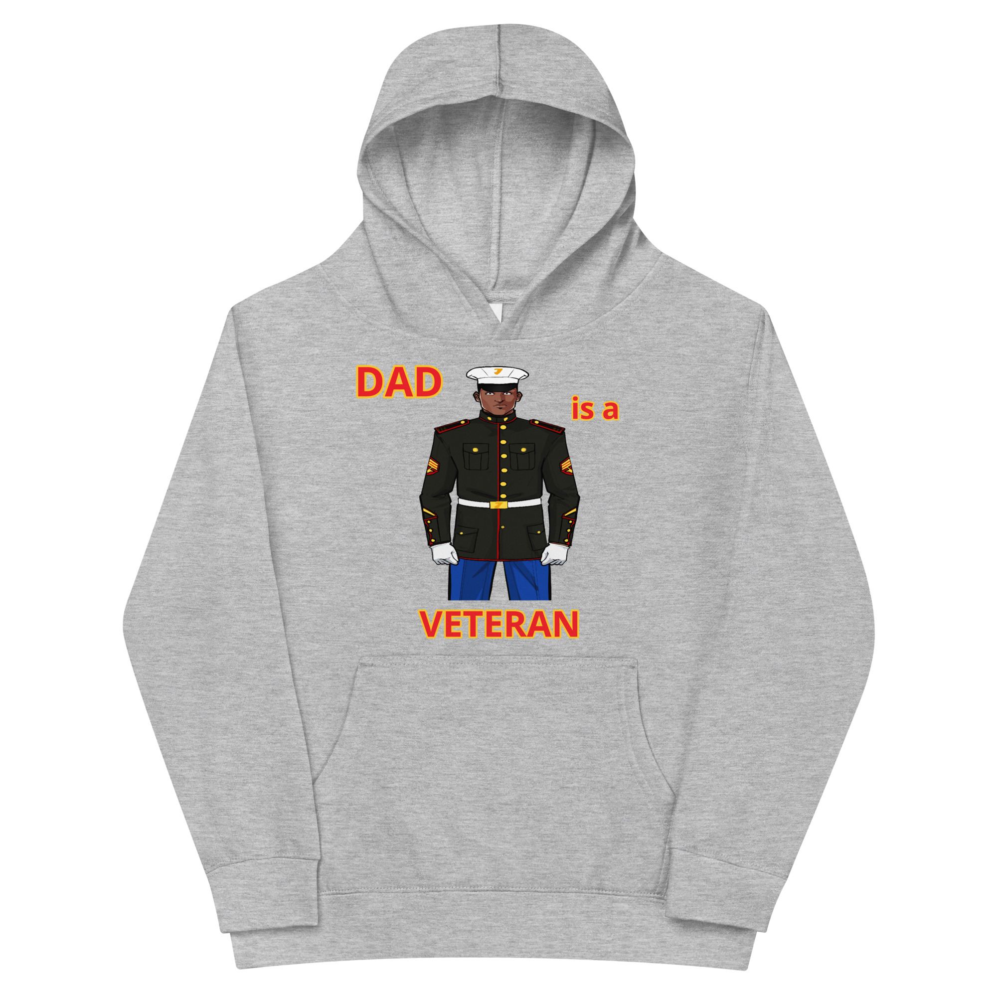 DAD IS A VETERAN TOO FIFE Kids Fleece Hoodie - Image 3