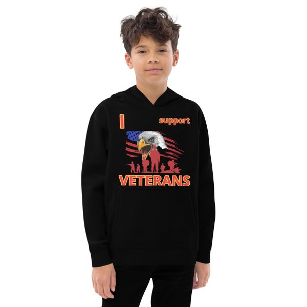 I SUPPORT  VETERANS TOO FIFE Kids Fleece Hoodie