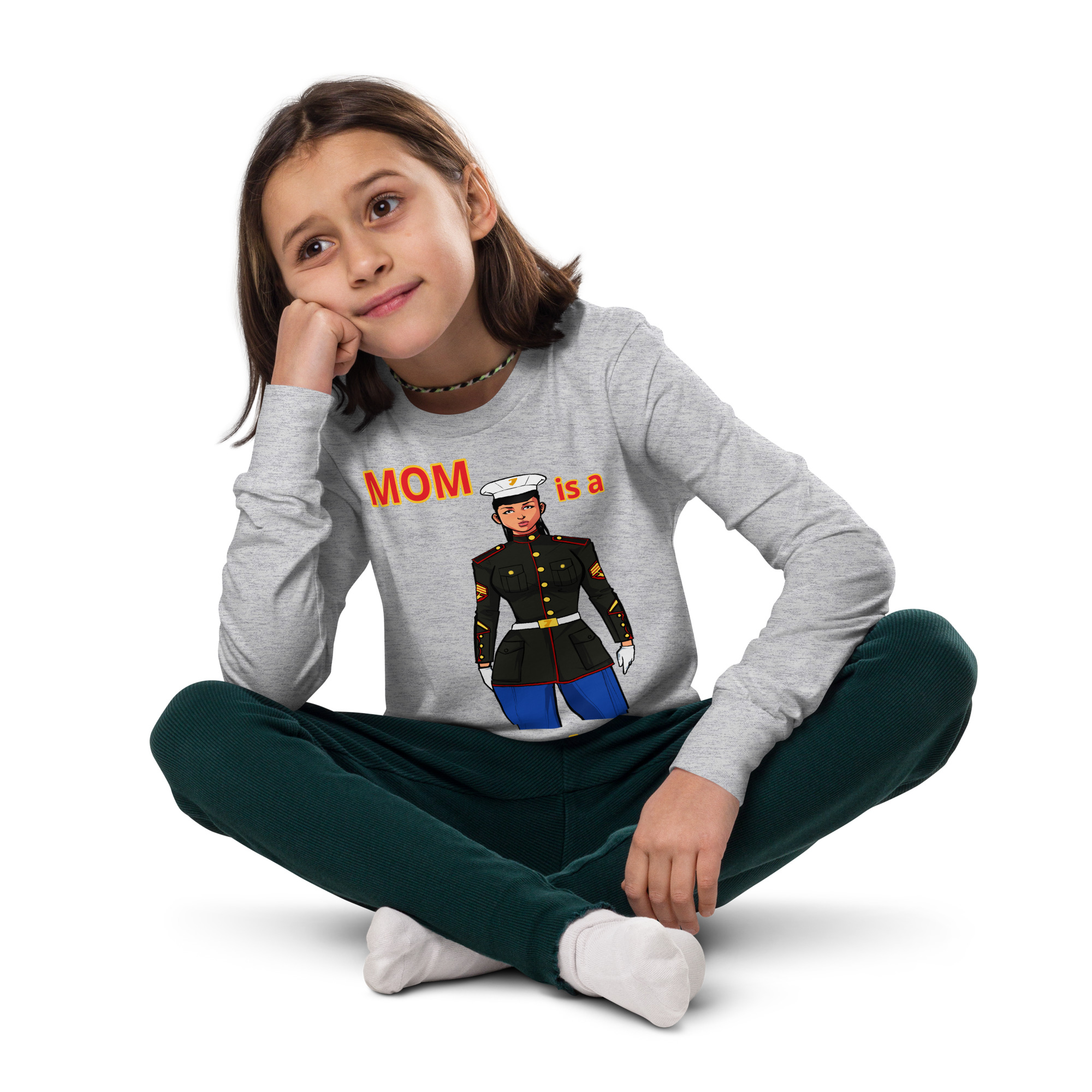 MOM IS A VETERAN TOO FIFE Youth Long Sleeve Tee - Image 5