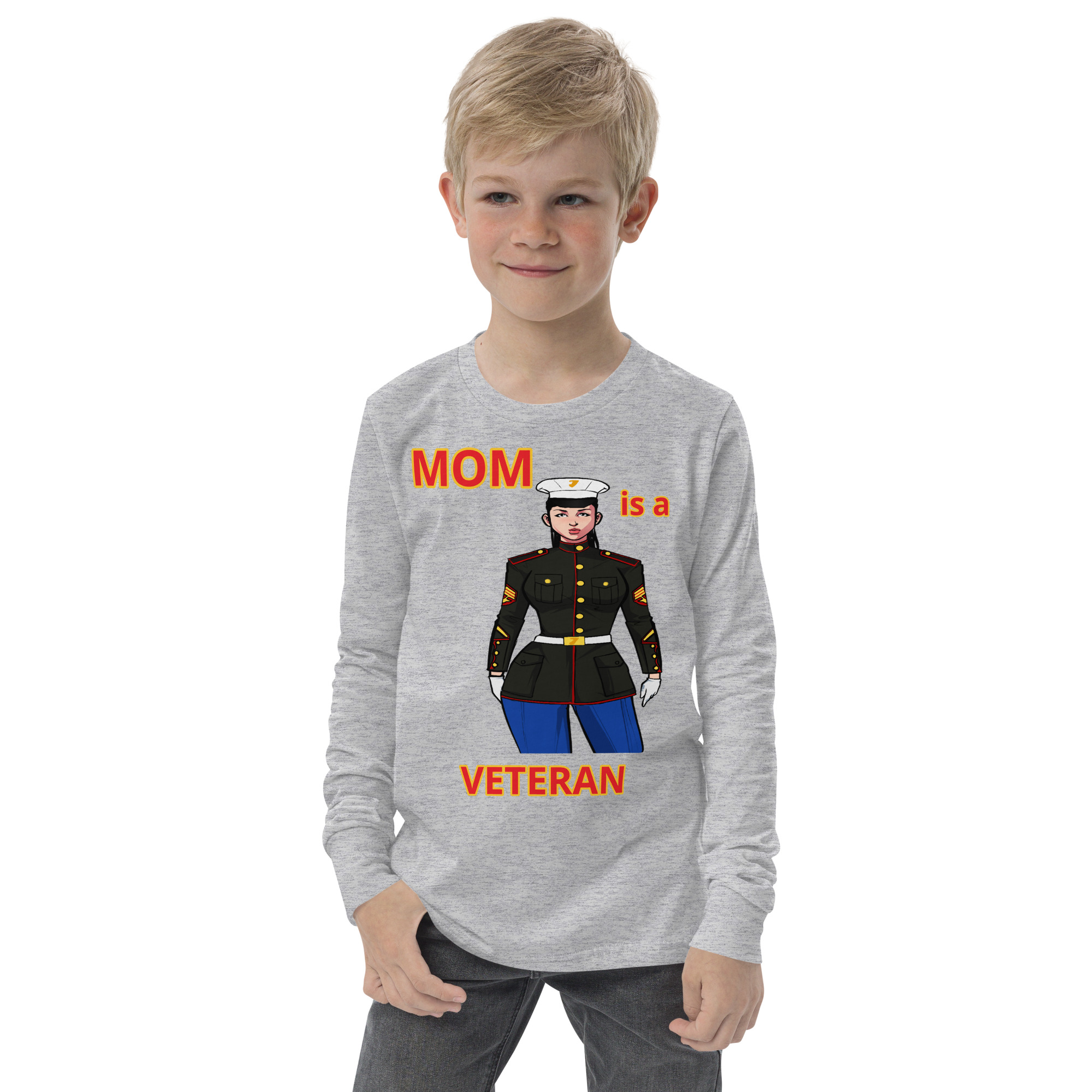 MOM IS A VETERAN TOO FIFE Youth Long Sleeve Tee - Image 5