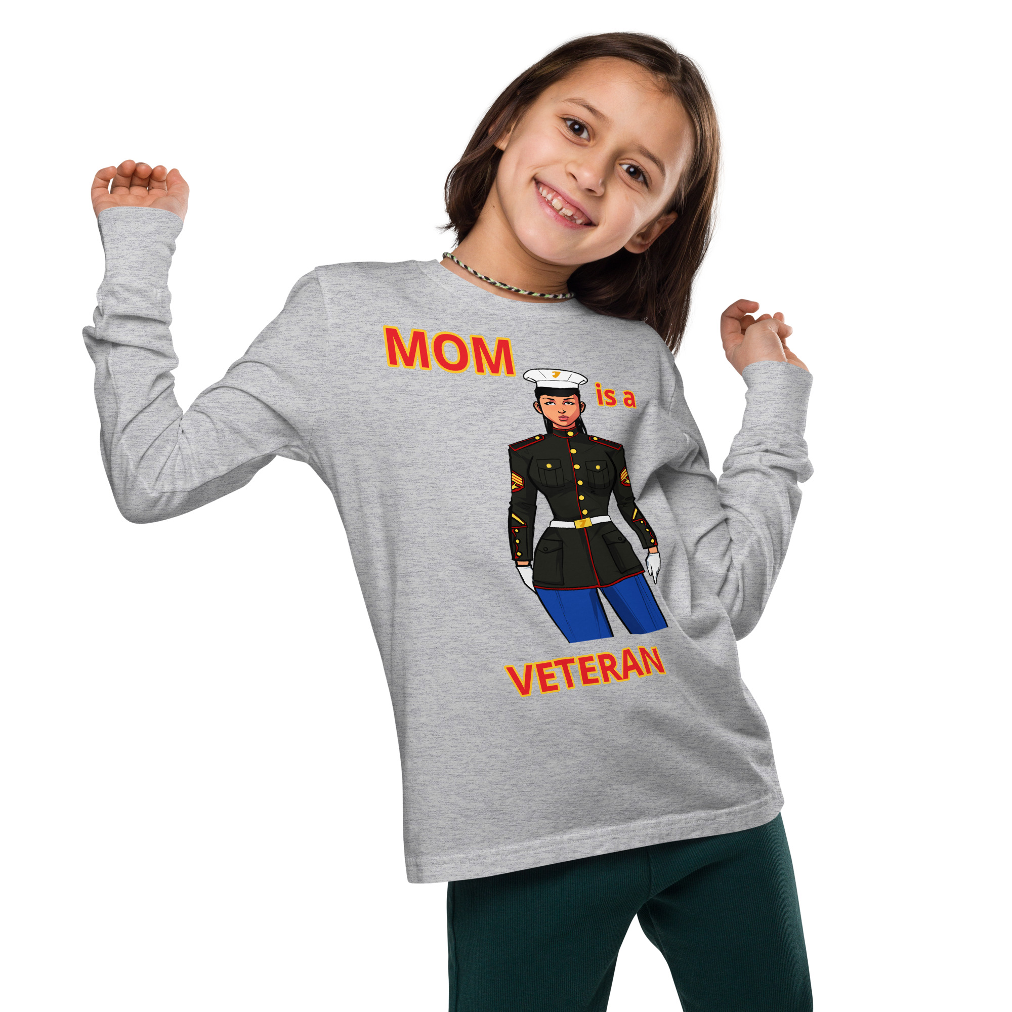 MOM IS A VETERAN TOO FIFE Youth Long Sleeve Tee - Image 4