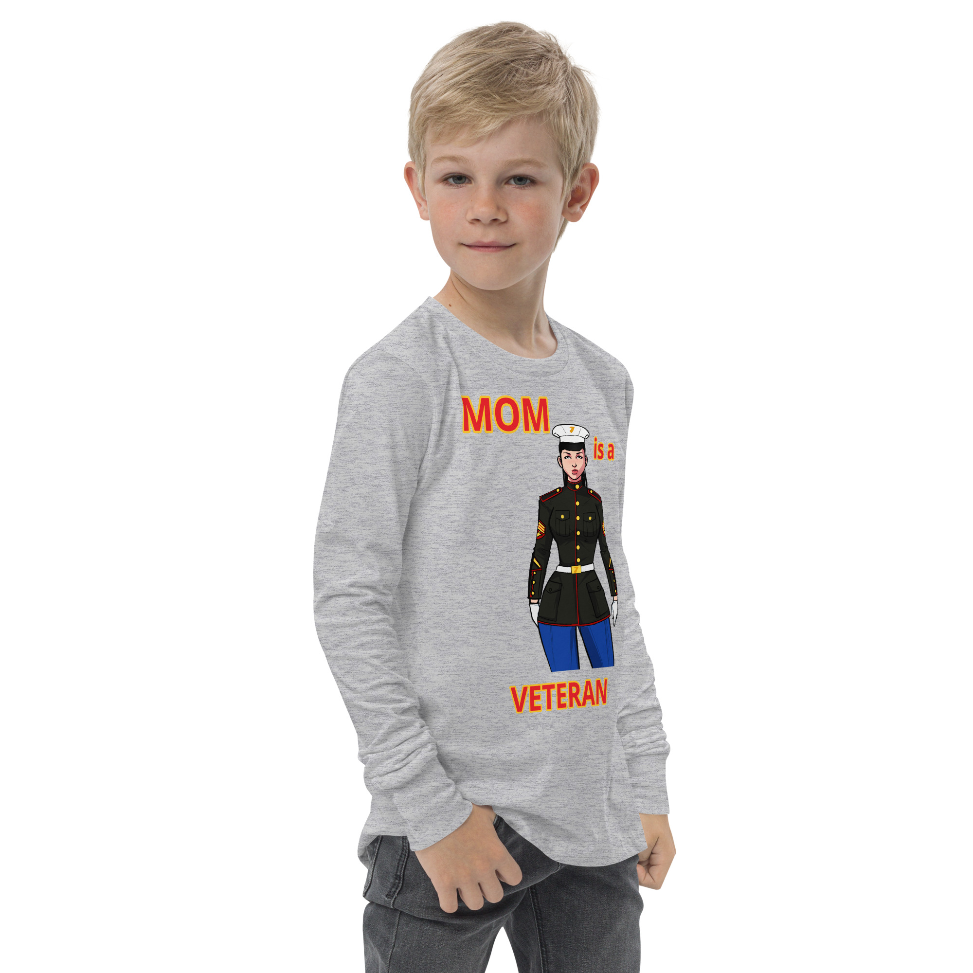 MOM IS A VETERAN TOO FIFE Youth Long Sleeve Tee - Image 7