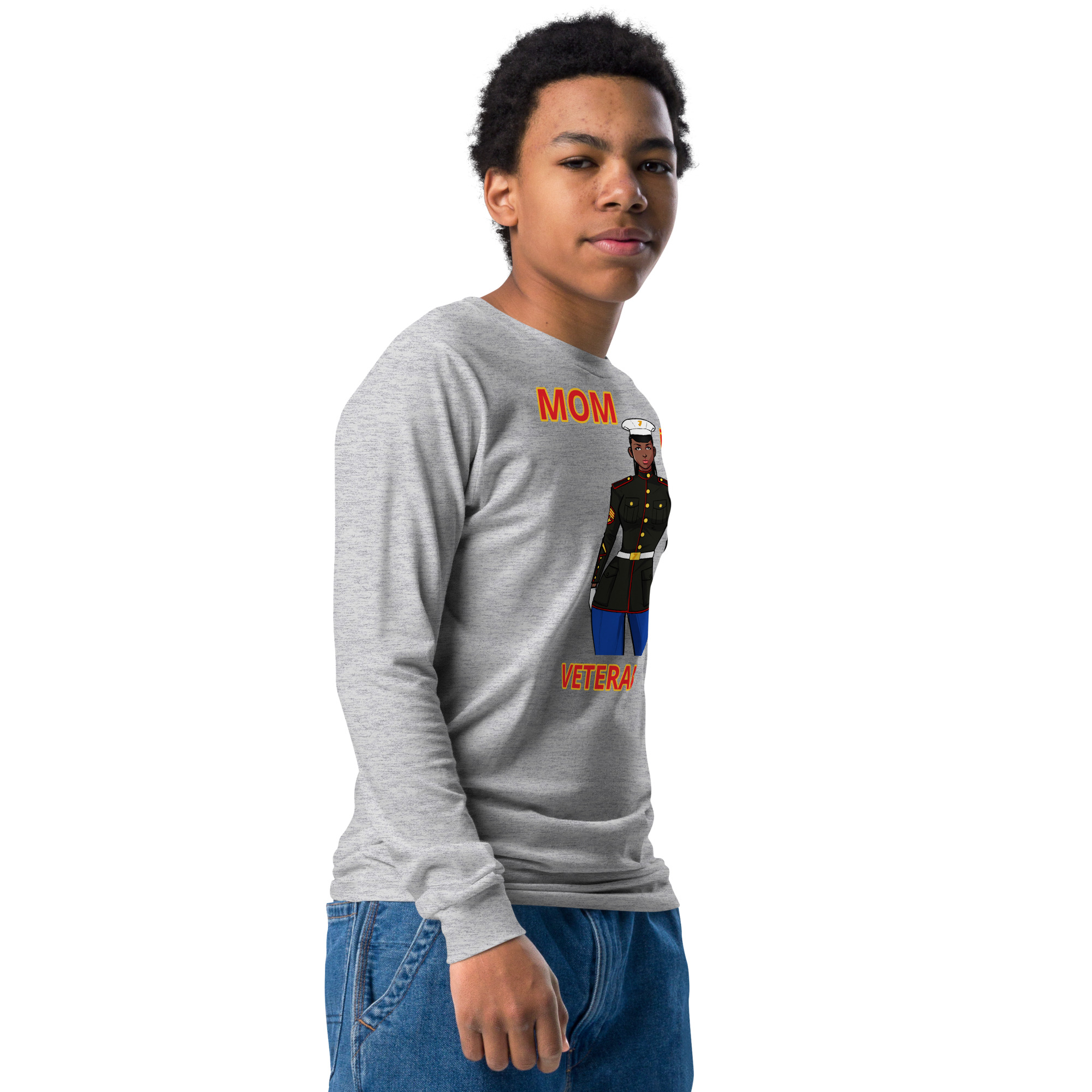 MOM IS A VETERAN TOO FIFE Youth Long Sleeve Tee - Image 5
