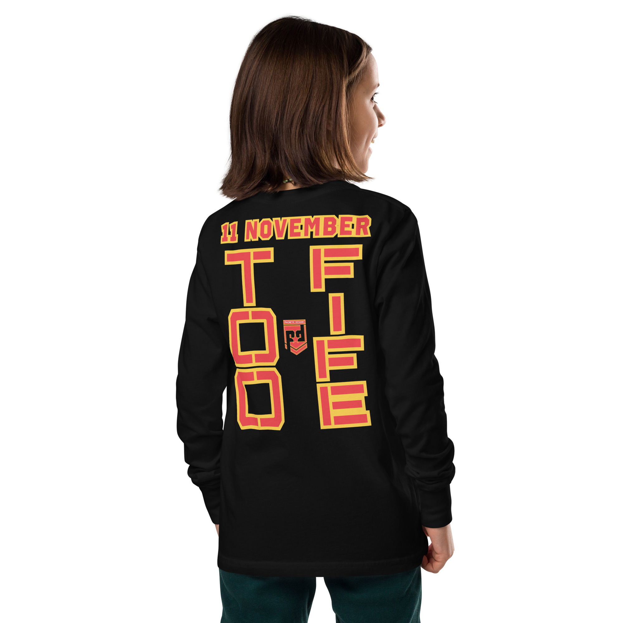 MOM IS A VETERAN TOO FIFE Youth Long Sleeve Tee - Image 3