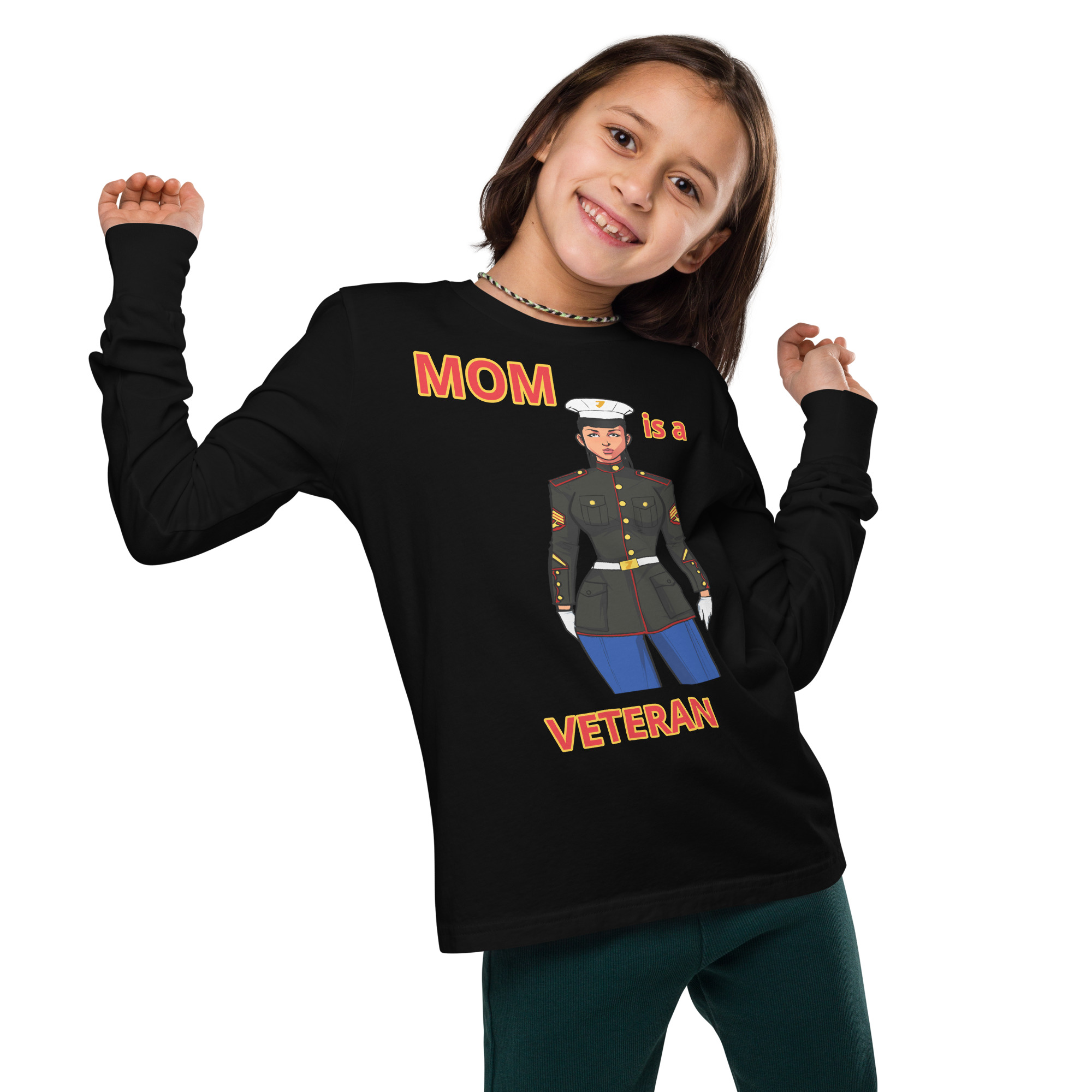 MOM IS A VETERAN TOO FIFE Youth Long Sleeve Tee
