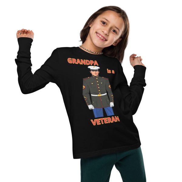 GRANDPA IS A VETERAN TOO FIFE Youth Long Sleeve Tee