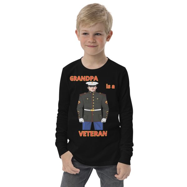 GRANDPA IS A VETERAN TOO FIFE Youth Long Sleeve Tee