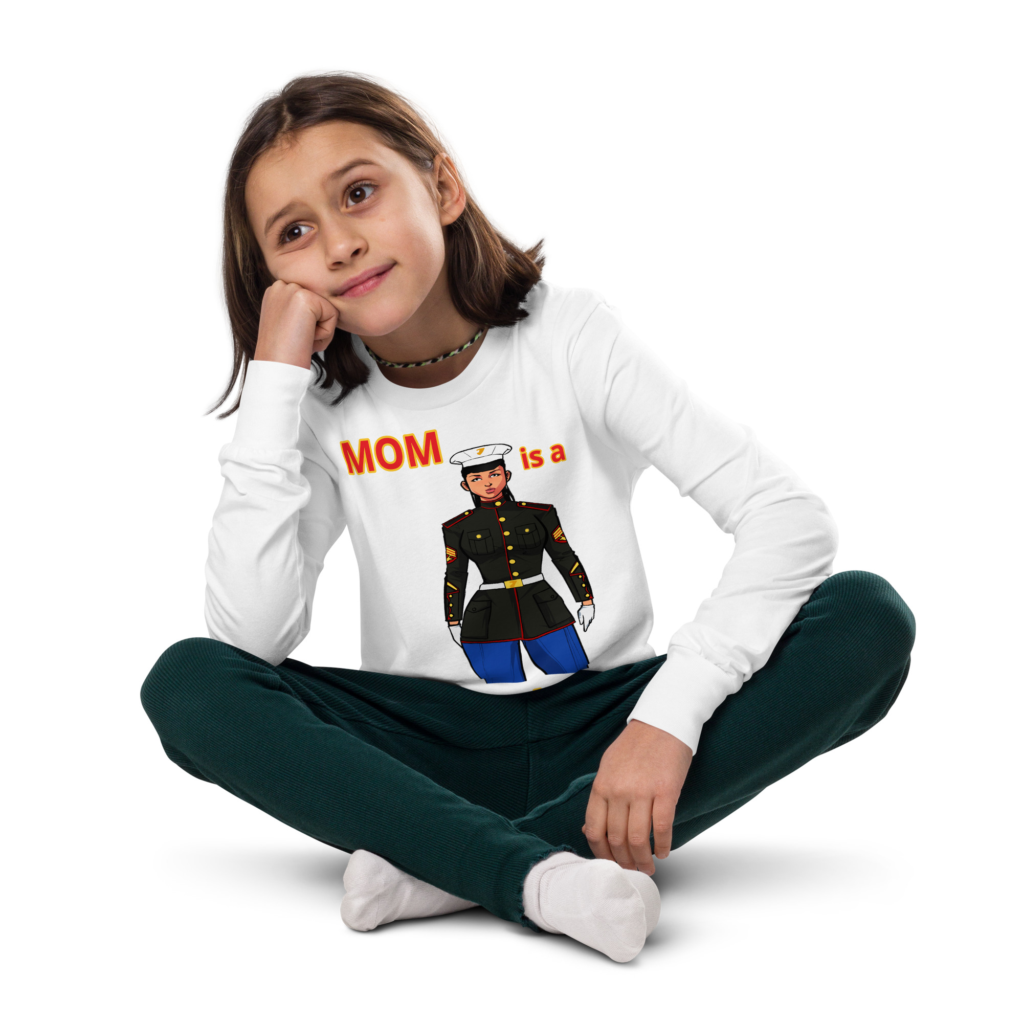MOM IS A VETERAN TOO FIFE Youth Long Sleeve Tee - Image 8